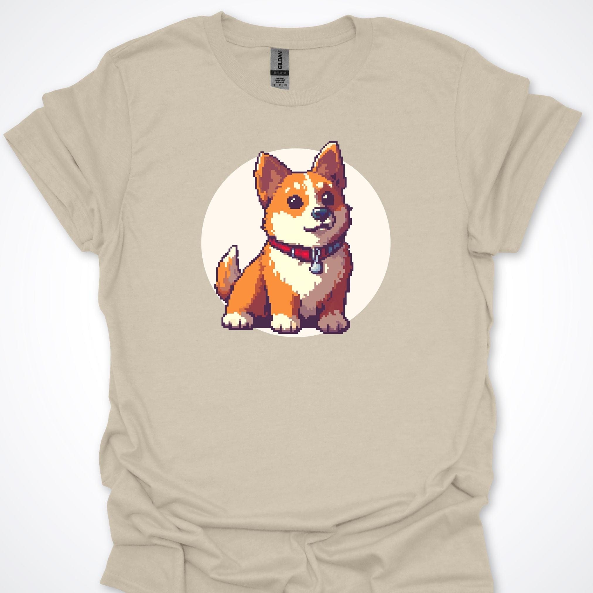 T-Shirt Natural / S Pixel Town Corgie Premium Unisex T-Shirt ReallyintoDogs