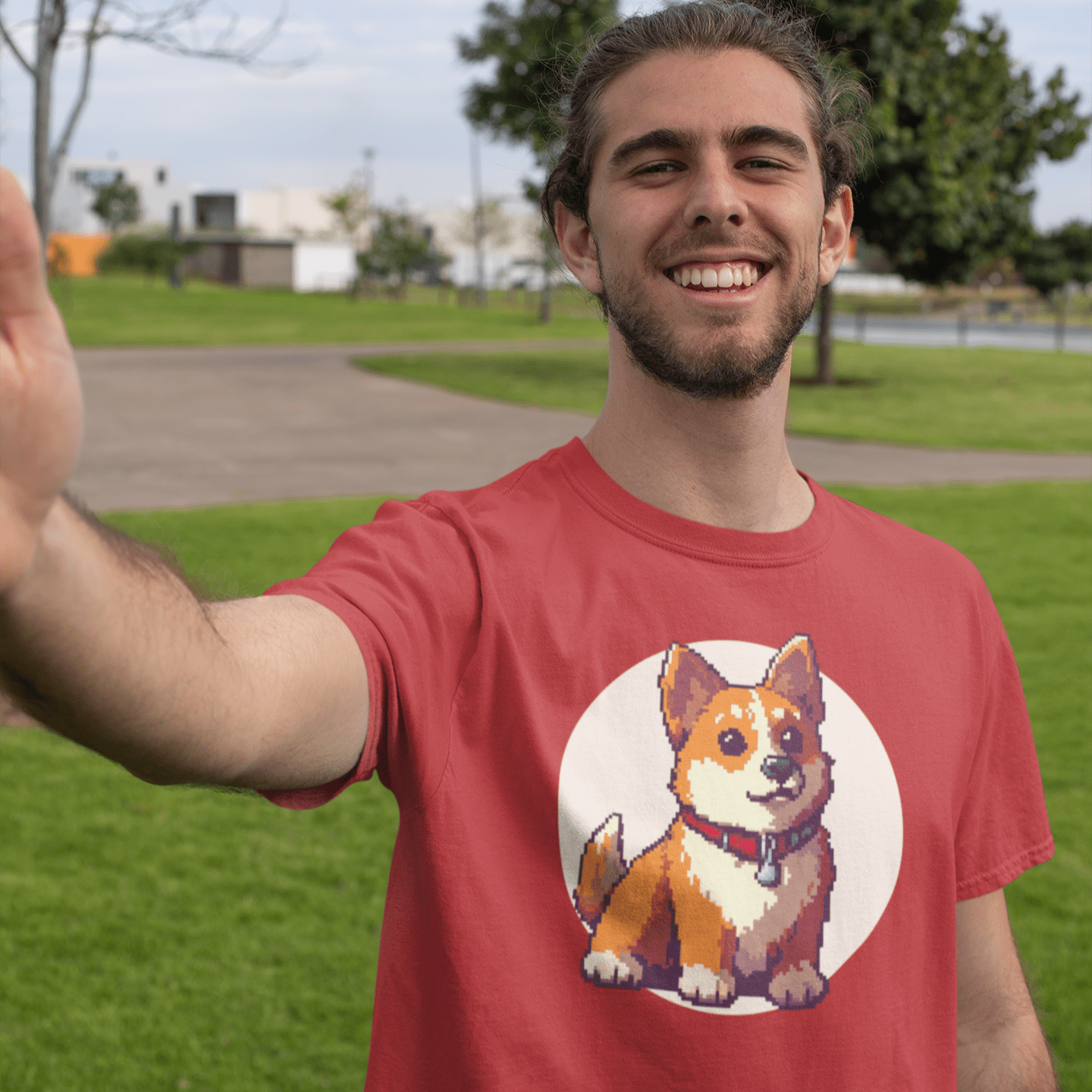 T-Shirt Pixel Town Corgie Premium Unisex T-Shirt ReallyintoDogs