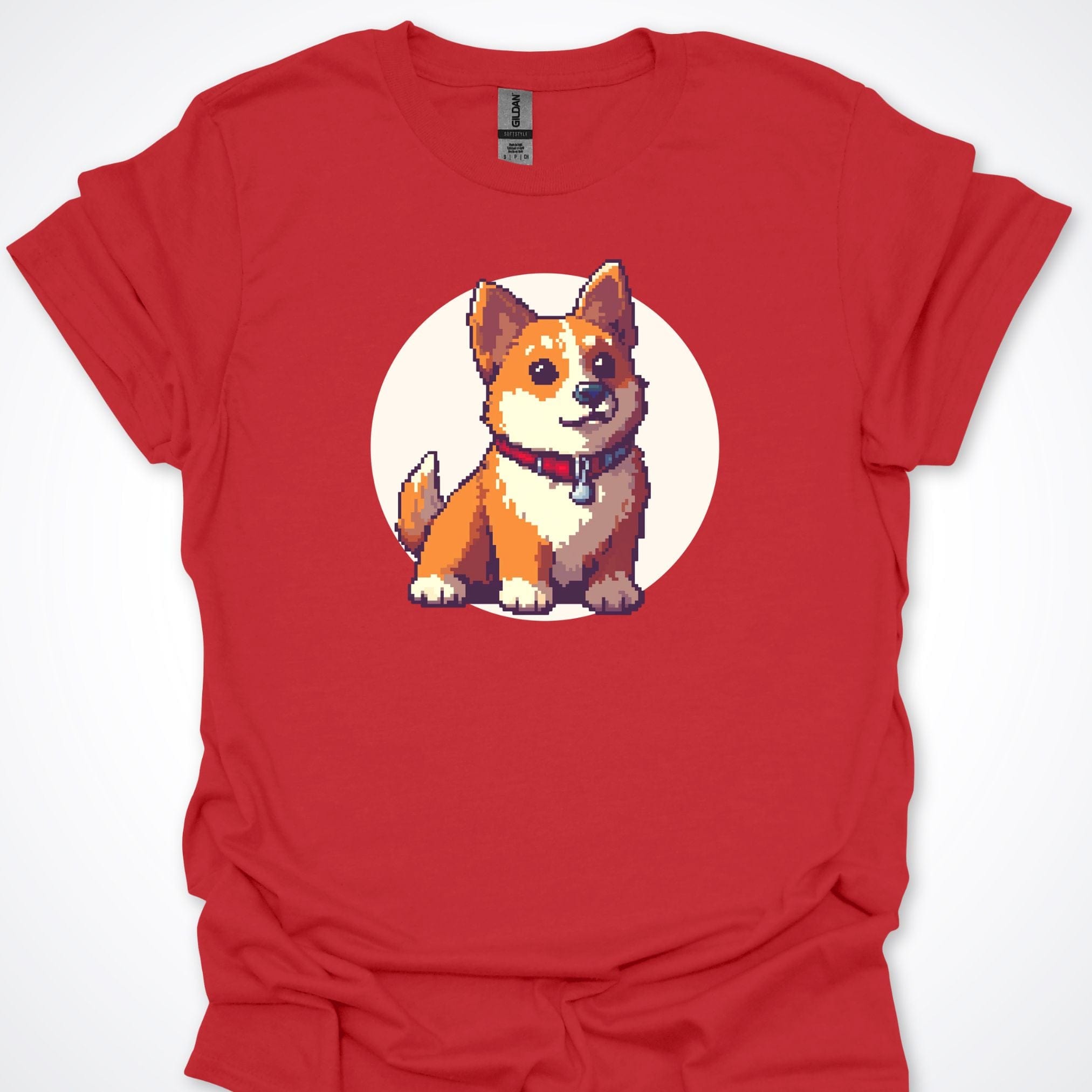 T-Shirt Red / S Pixel Town Corgie Premium Unisex T-Shirt ReallyintoDogs