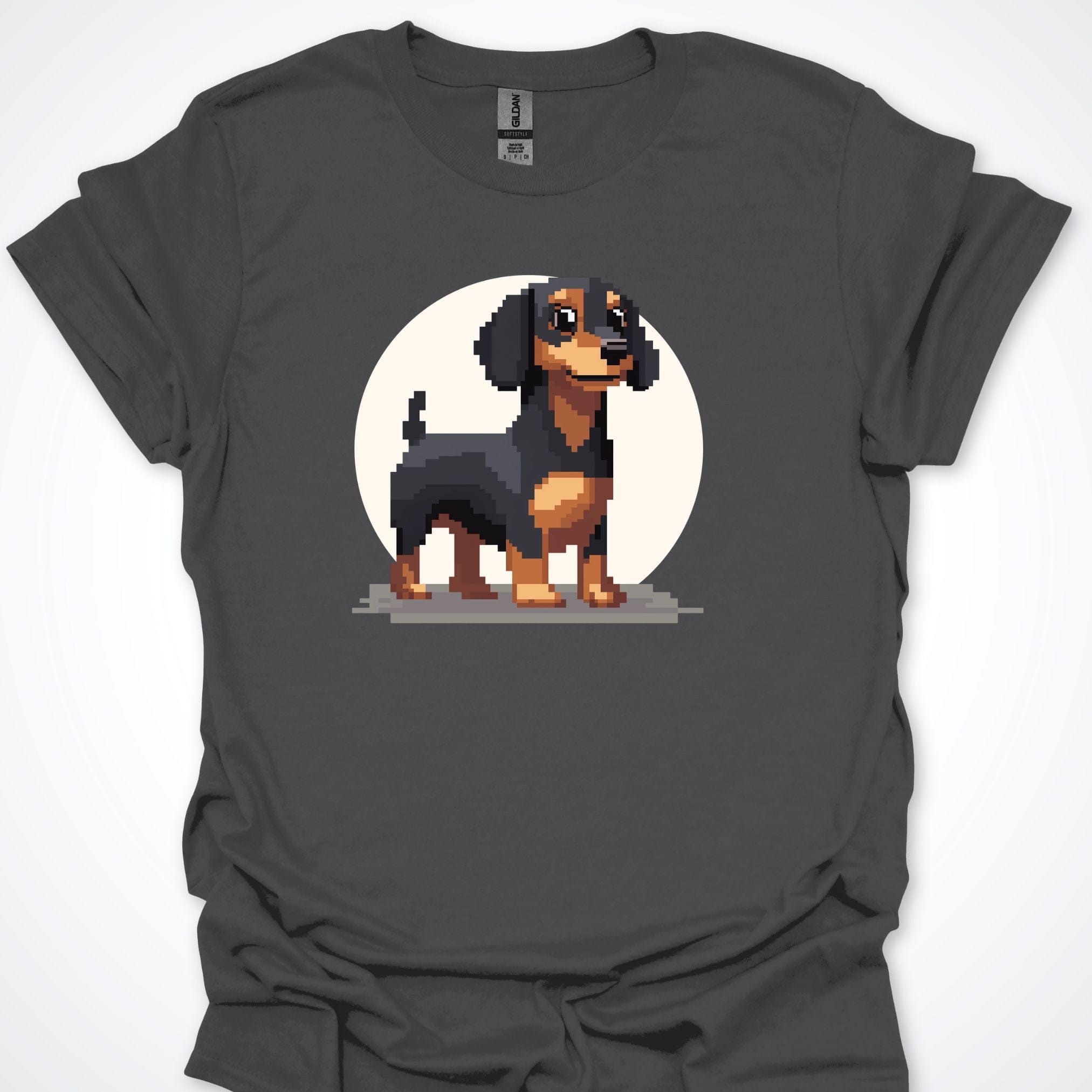 T-Shirt Charcoal / S Pixel Town Dachshund Premium Unisex T-Shirt ReallyintoDogs