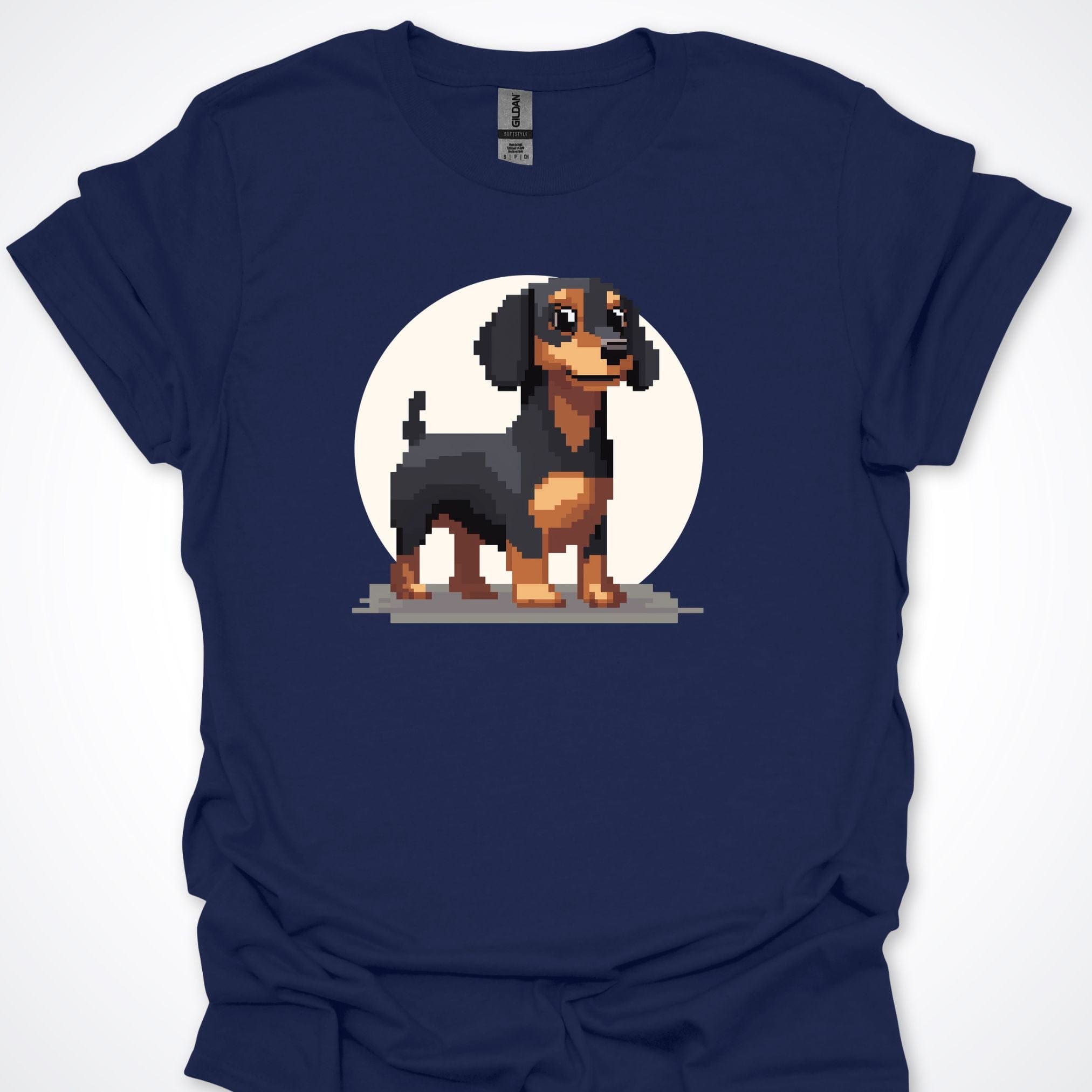 T-Shirt Navy / S Pixel Town Dachshund Premium Unisex T-Shirt ReallyintoDogs