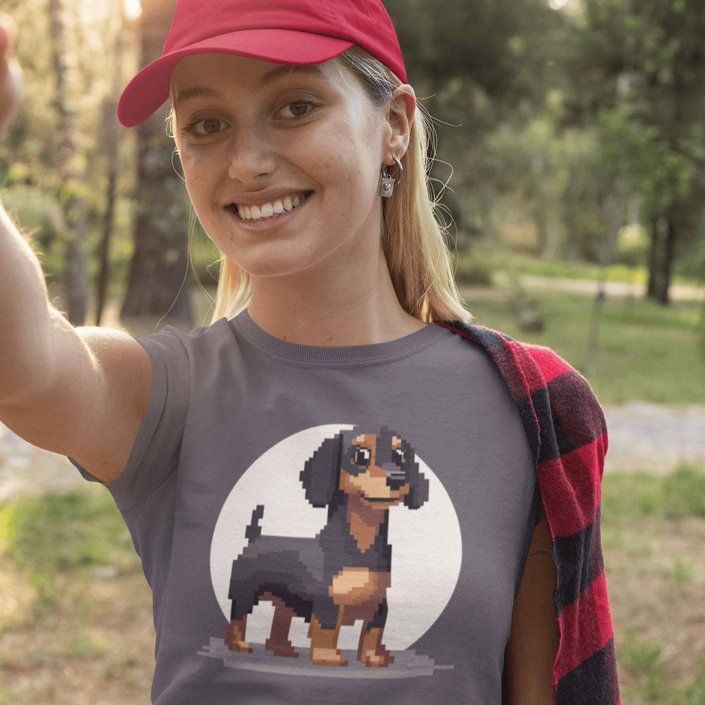 T-Shirt Pixel Town Dachshund Premium Unisex T-Shirt ReallyintoDogs
