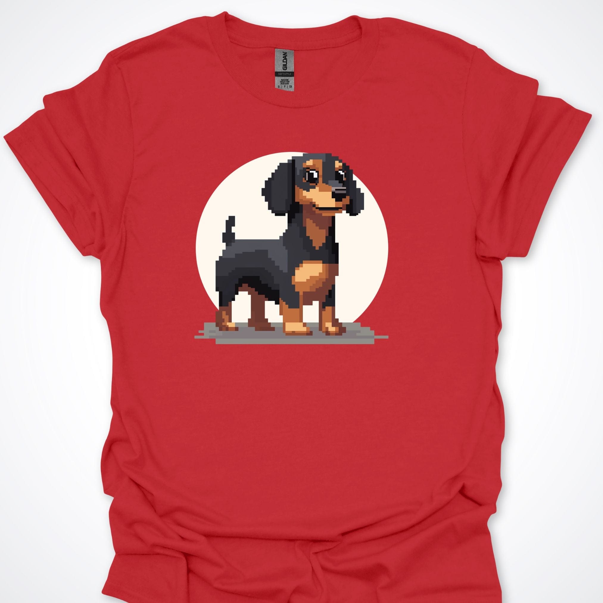 T-Shirt Red / S Pixel Town Dachshund Premium Unisex T-Shirt ReallyintoDogs