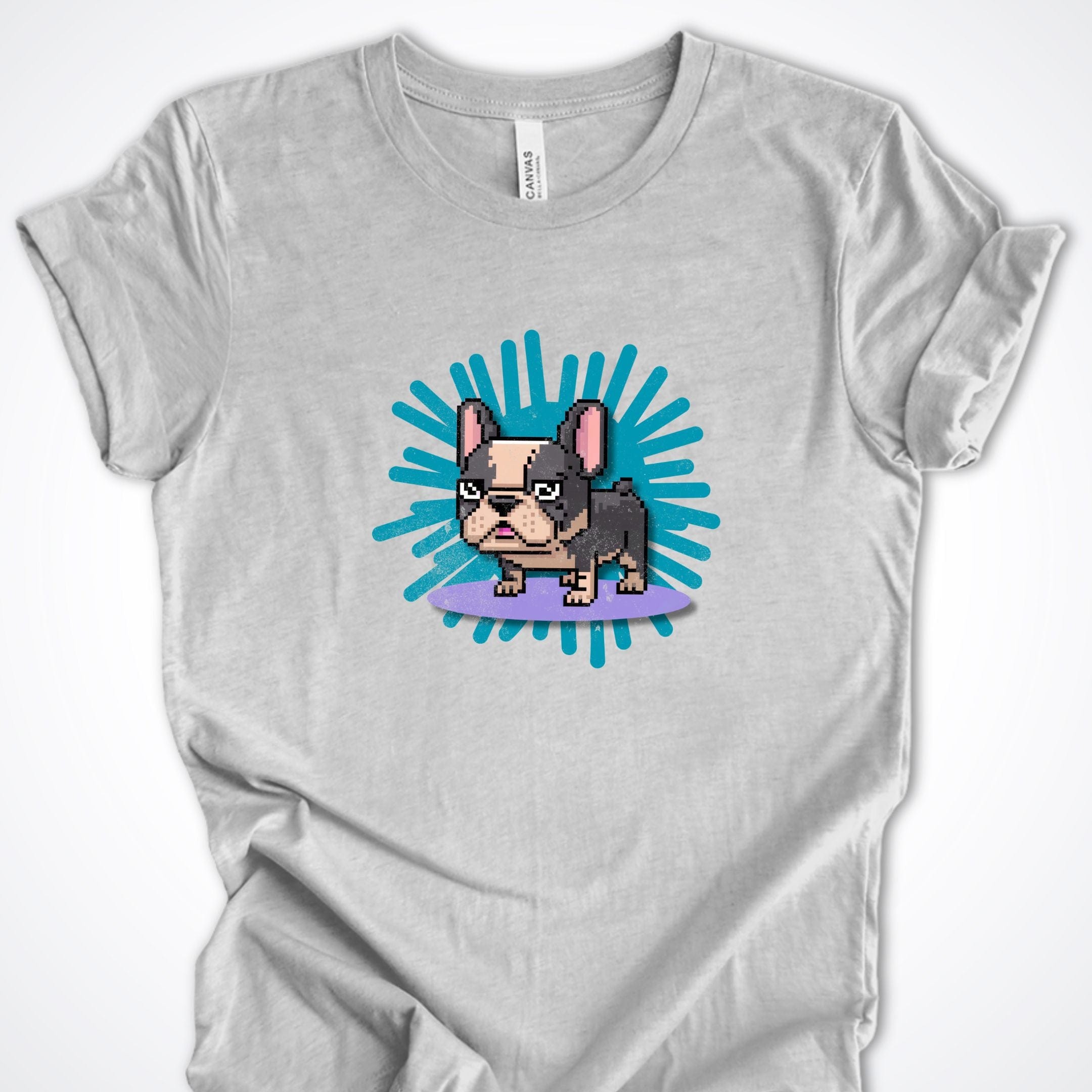 T-Shirt Athletic Heather / S Pixel Town French Bulldog Premium Unisex T-Shirt ReallyintoDogs