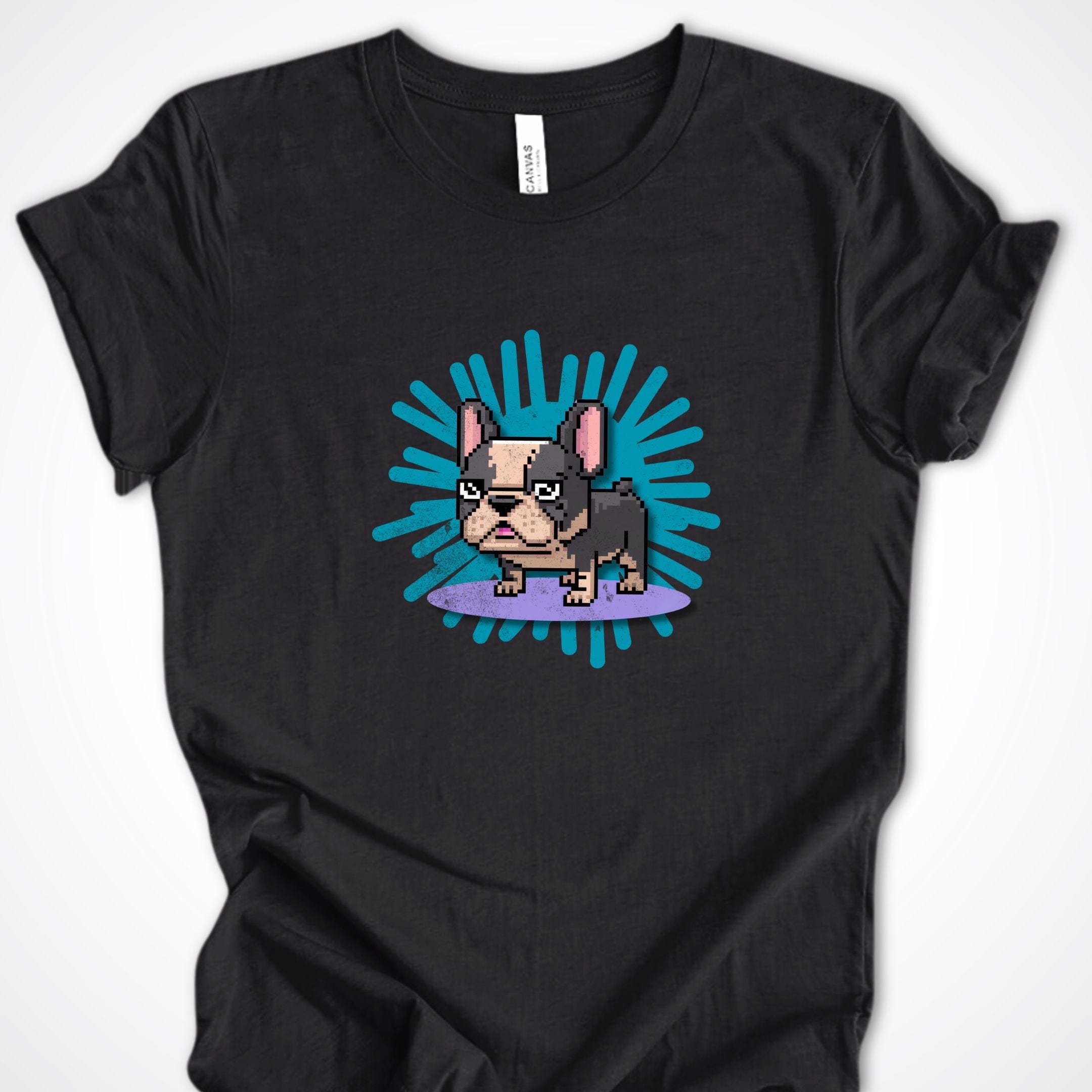 T-Shirt Black Heather / S Pixel Town French Bulldog Premium Unisex T-Shirt ReallyintoDogs