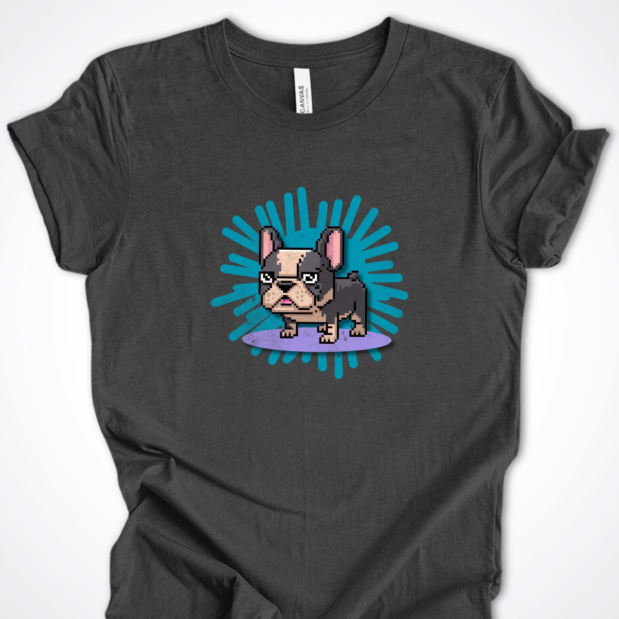 T-Shirt Dark Grey Heather / S Pixel Town French Bulldog Premium Unisex T-Shirt ReallyintoDogs