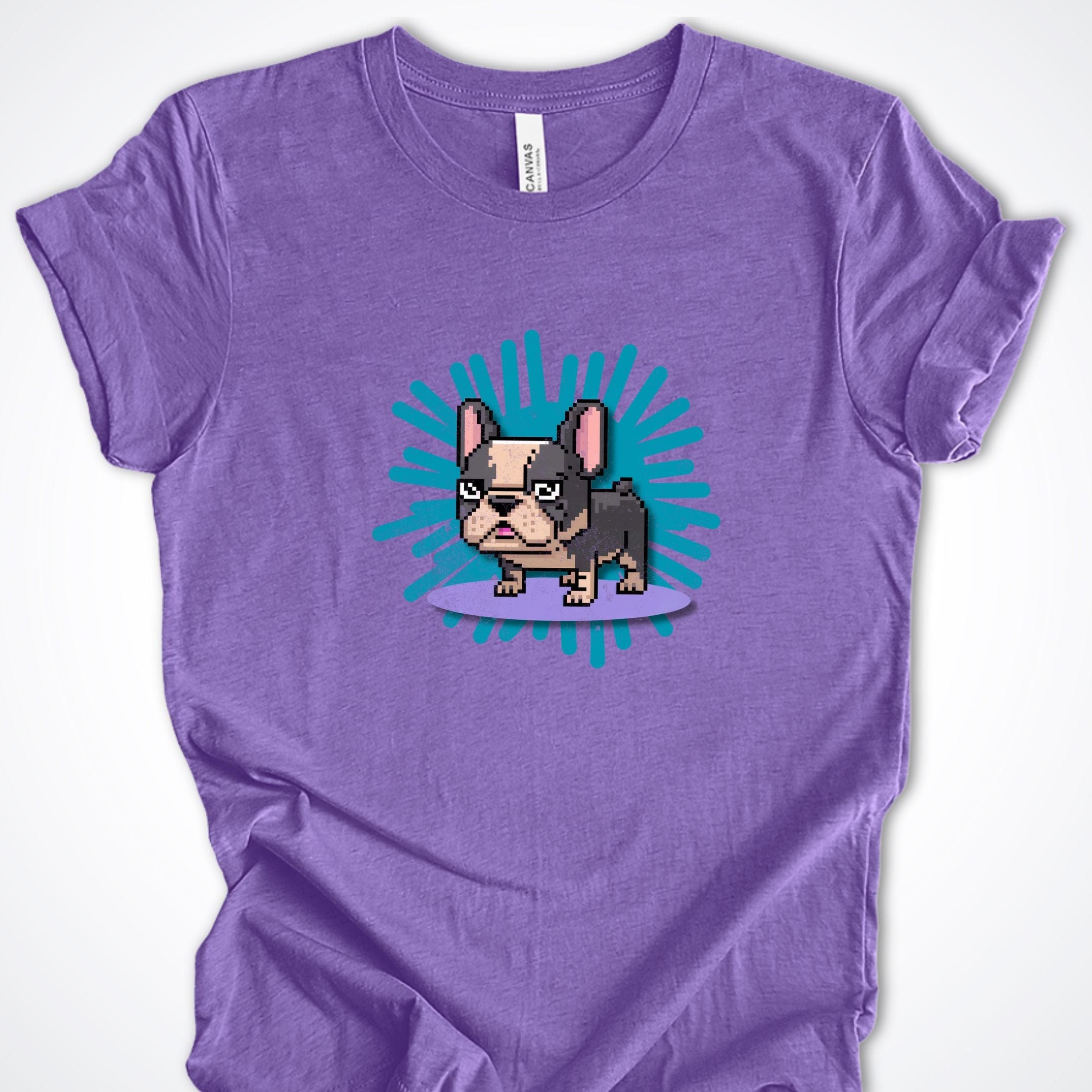 T-Shirt Heather Team Purple / S Pixel Town French Bulldog Premium Unisex T-Shirt ReallyintoDogs