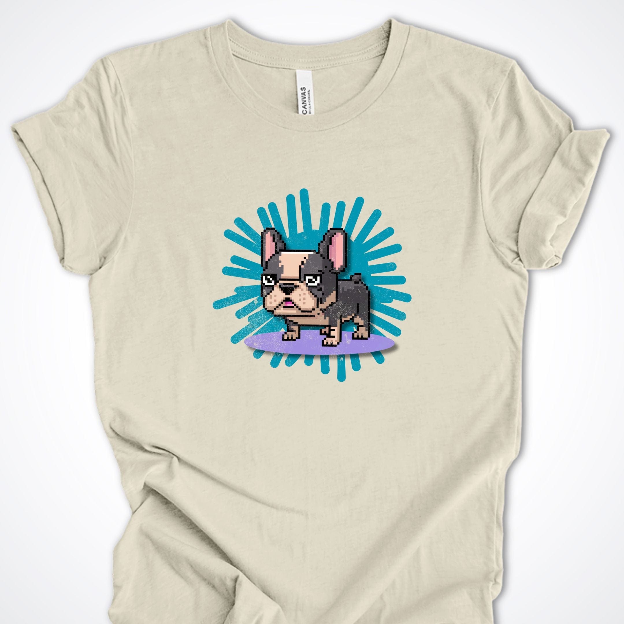 T-Shirt Natural / S Pixel Town French Bulldog Premium Unisex T-Shirt ReallyintoDogs