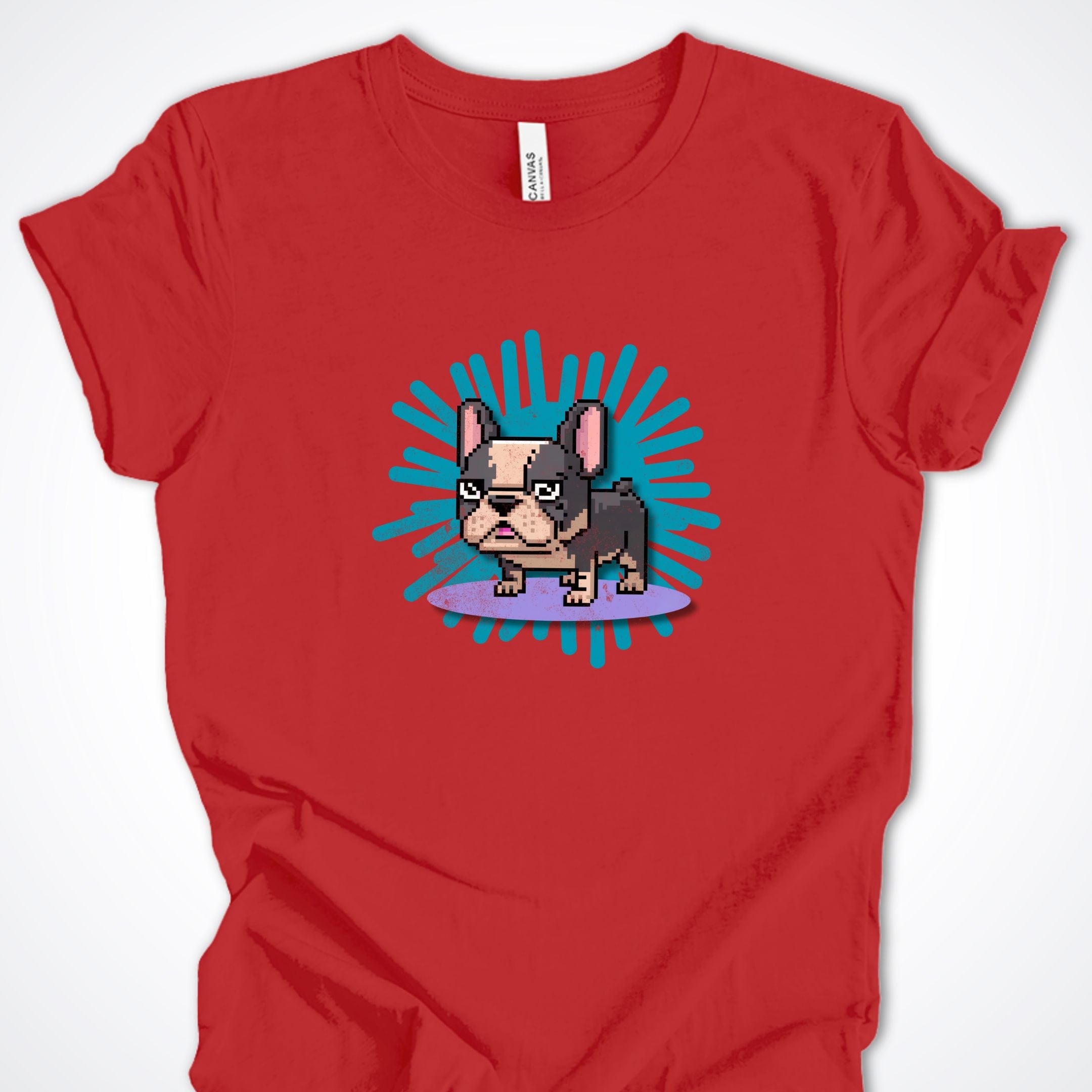 T-Shirt Red / S Pixel Town French Bulldog Premium Unisex T-Shirt ReallyintoDogs
