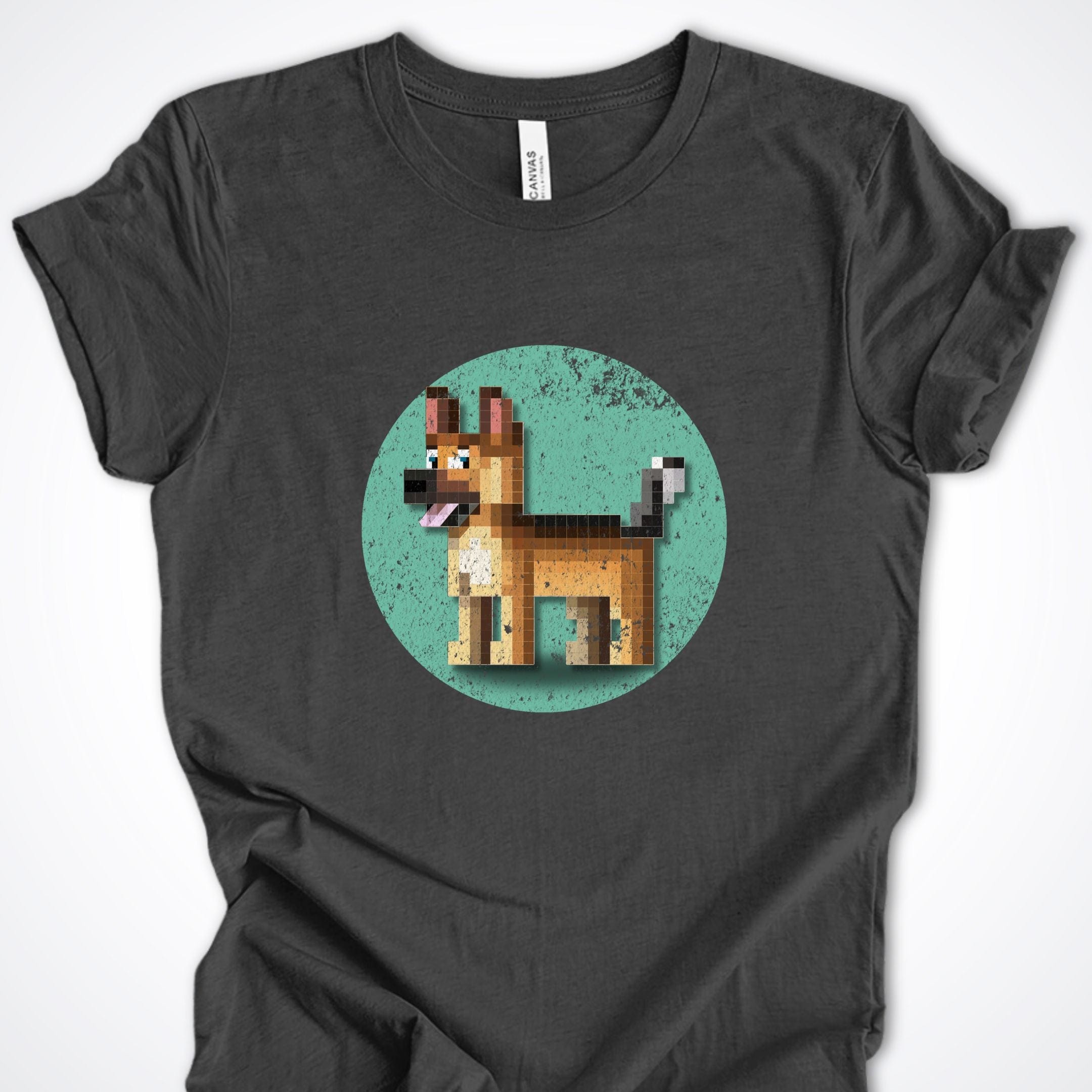 T-Shirt Dark Grey Heather / S Pixel Town German Shepherd Premium Unisex T-Shirt ReallyintoDogs
