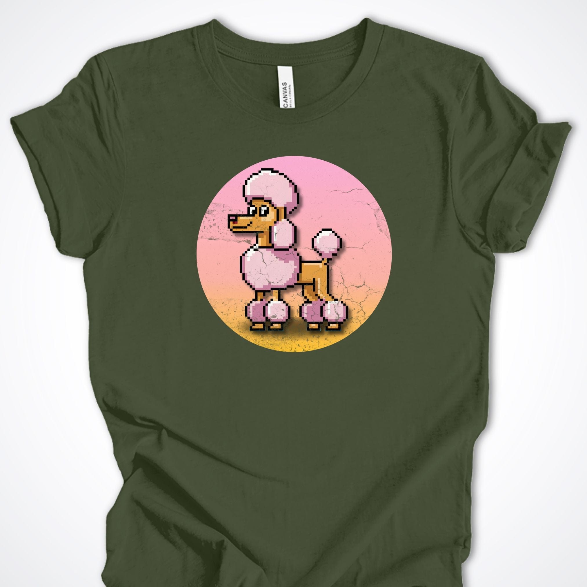 T-Shirt Military Green / S Pixel Town Poodle Premium Unisex T-Shirt ReallyintoDogs