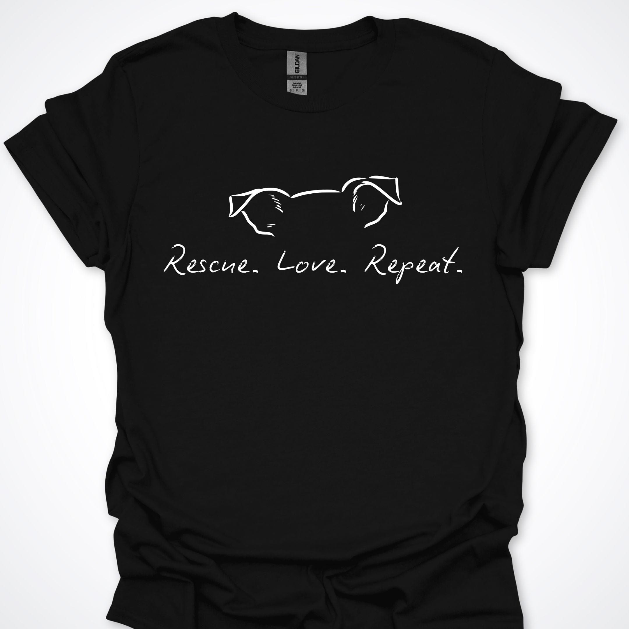 T-Shirt Black / S Rescue Love Repeat Premium Unisex T-Shirt ReallyintoDogs