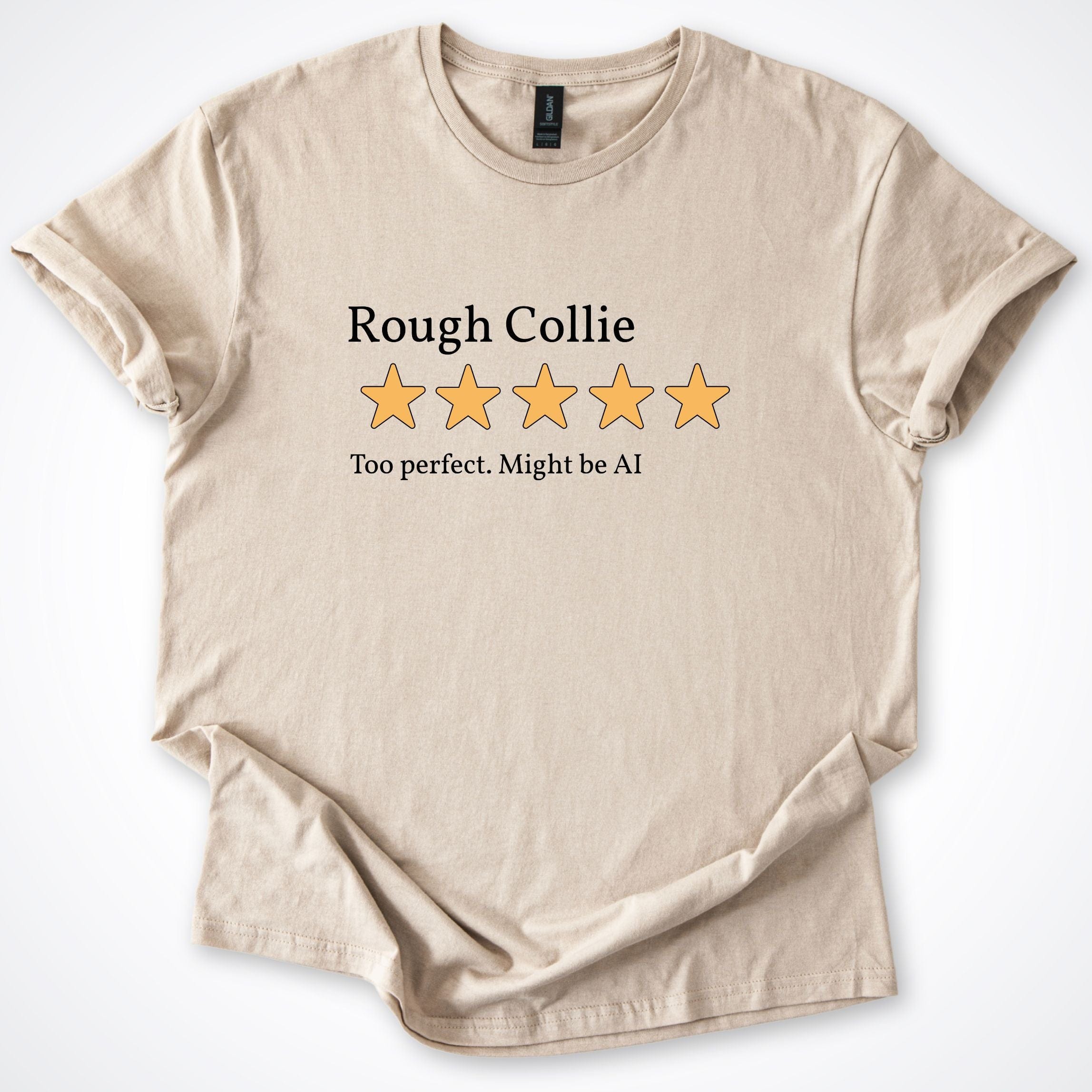 T-Shirt Sand / S Rough Collie 2.0 Five Star Review T-Shirt ReallyintoDogs