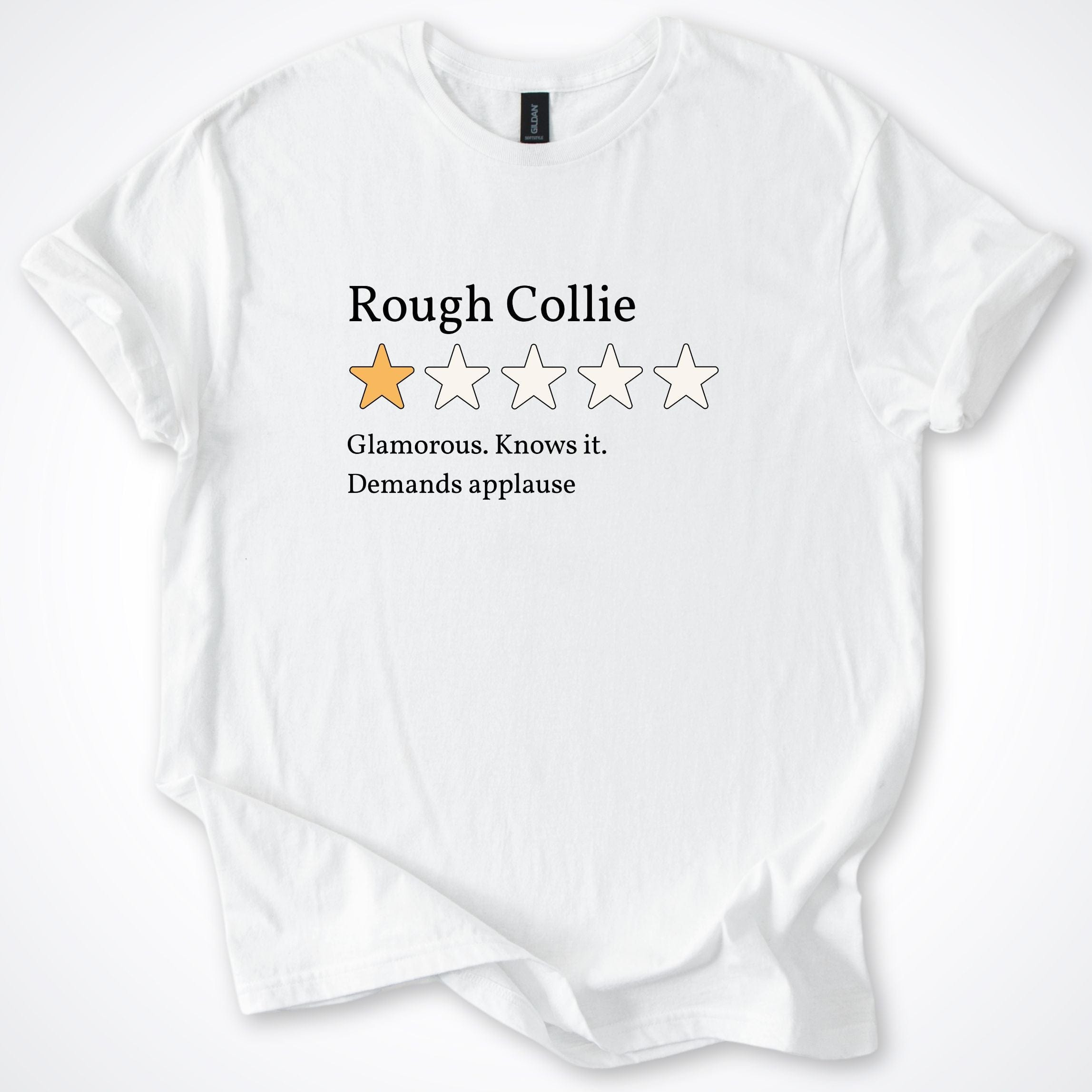 T-Shirt White / S Rough Collie One Star Review T-Shirt ReallyintoDogs