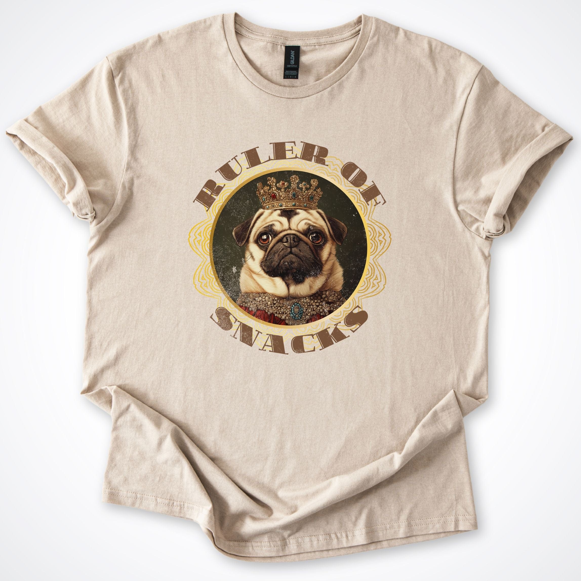 T-Shirt Sand / S Ruler of Snacks Pug T-Shirt ReallyintoDogs