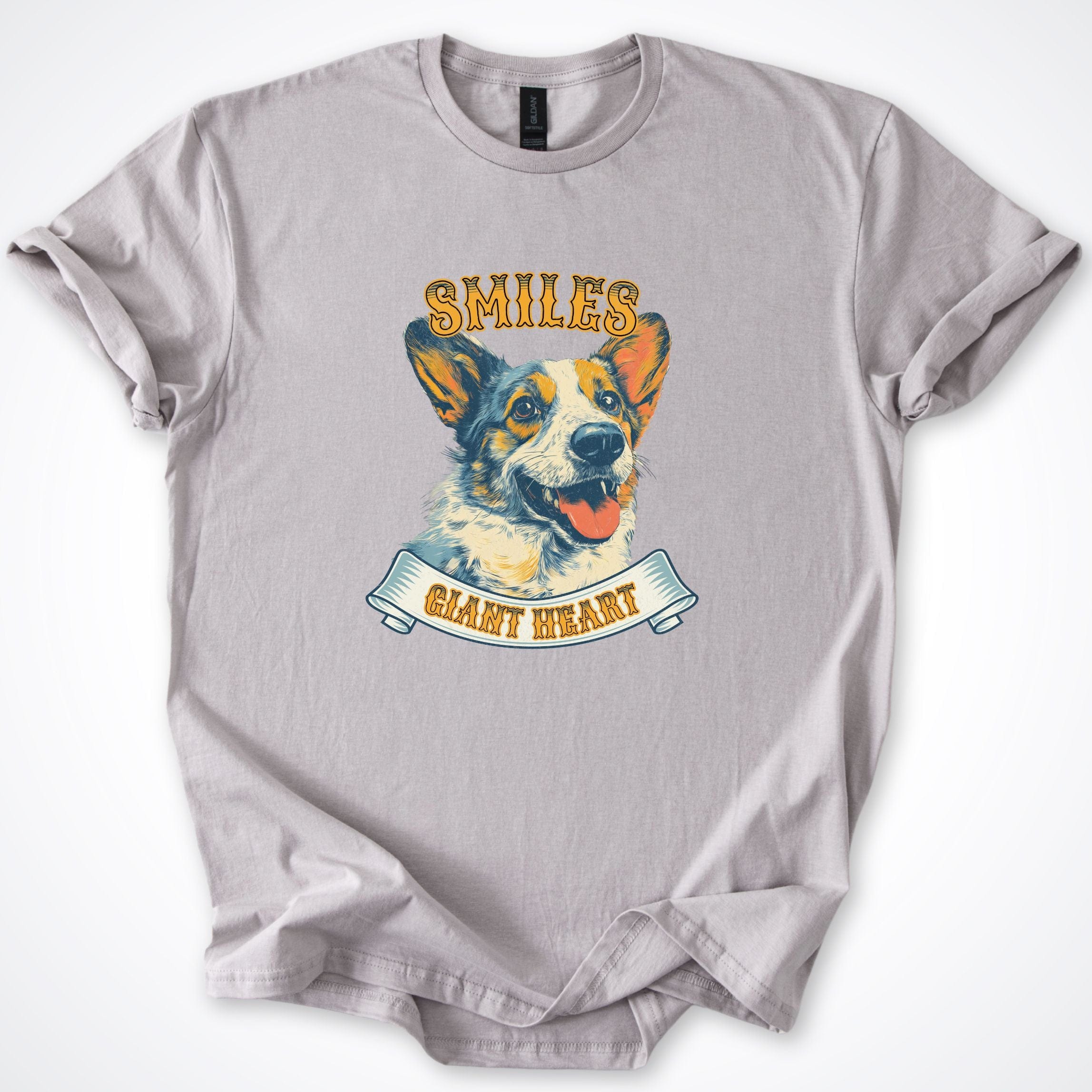 T-Shirt Ice Grey / S Smiles Giant Heart Corgi T-Shirt ReallyintoDogs