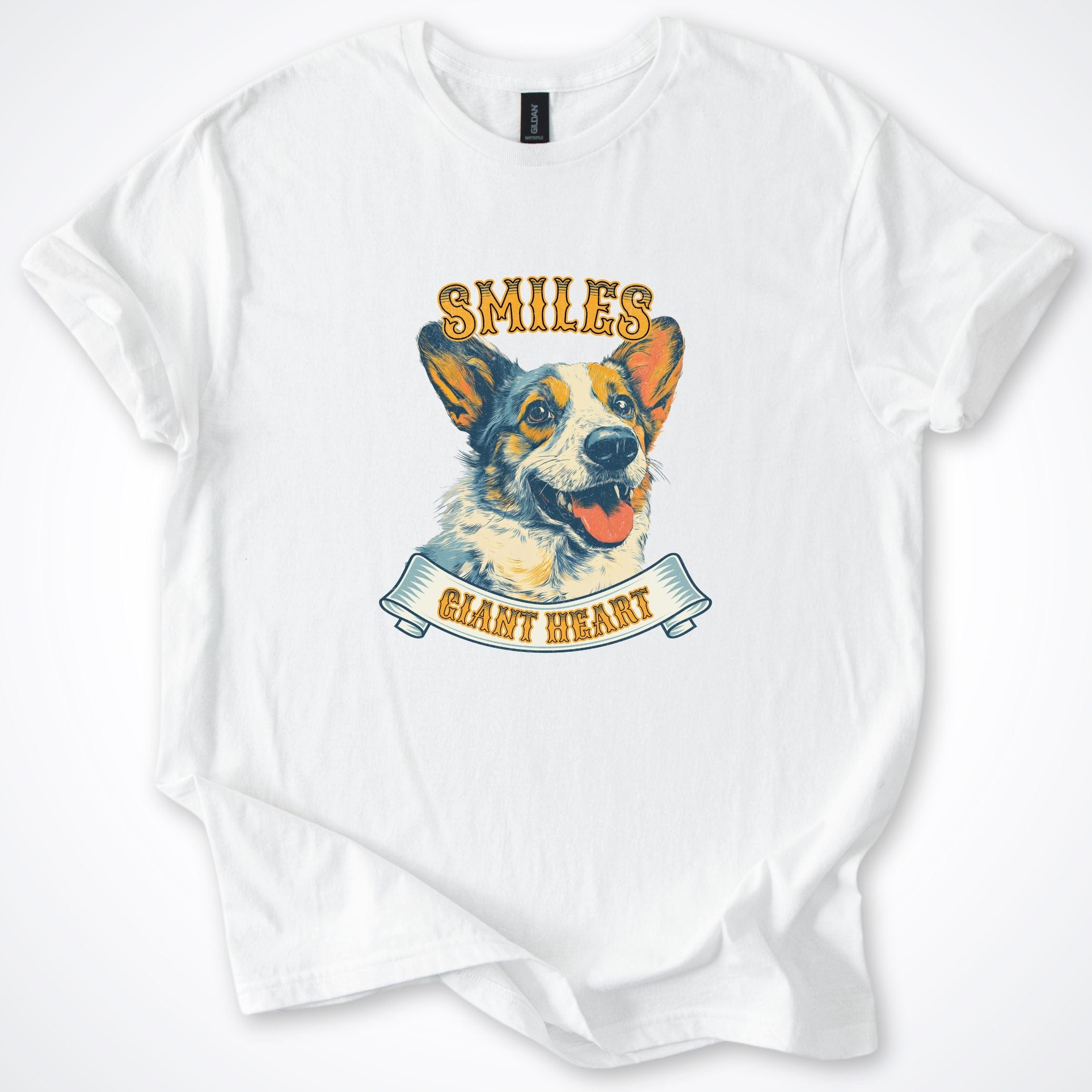 T-Shirt White / S Smiles Giant Heart Corgi T-Shirt ReallyintoDogs