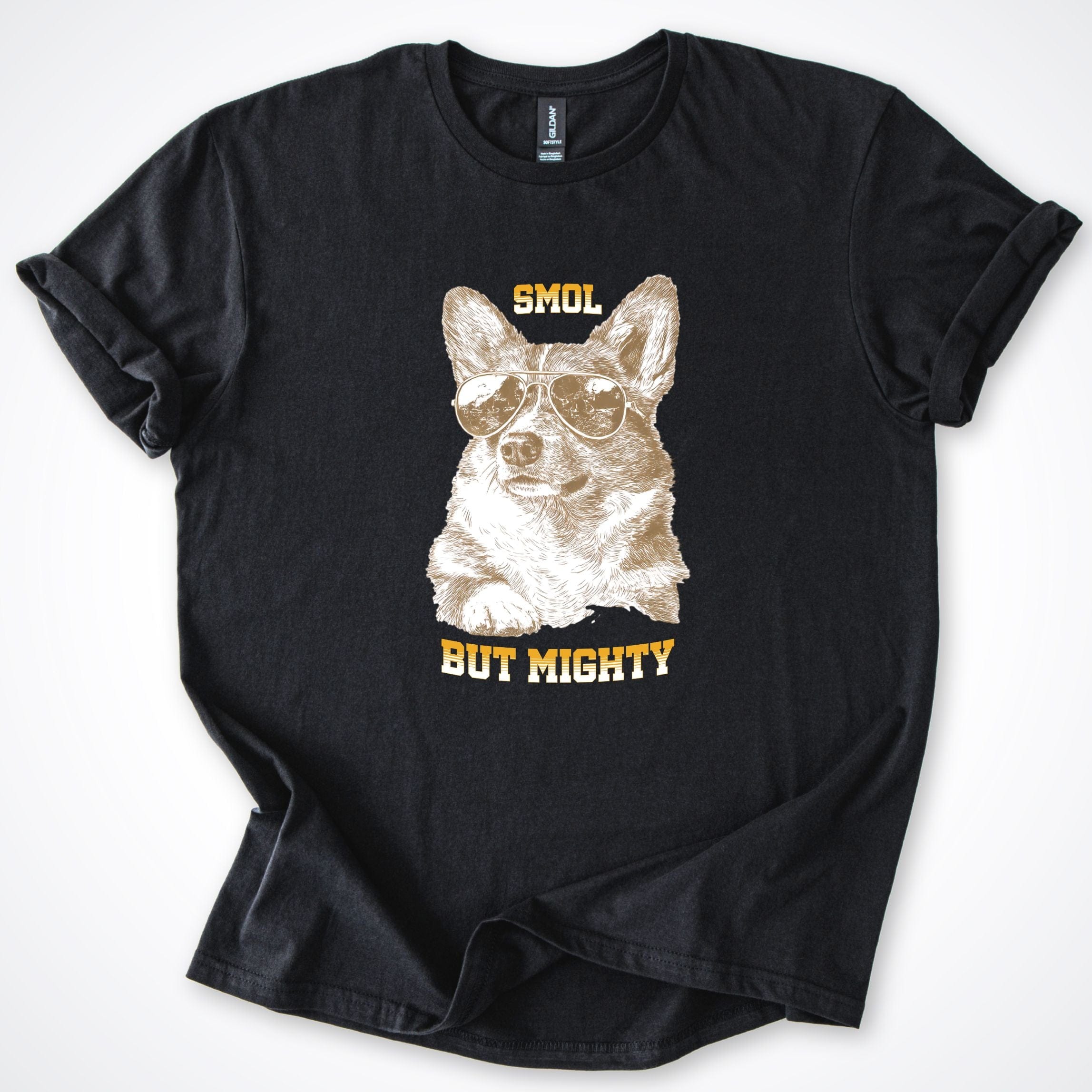 T-Shirt Black / S Smol But Mightly Corgi T-Shirt ReallyintoDogs