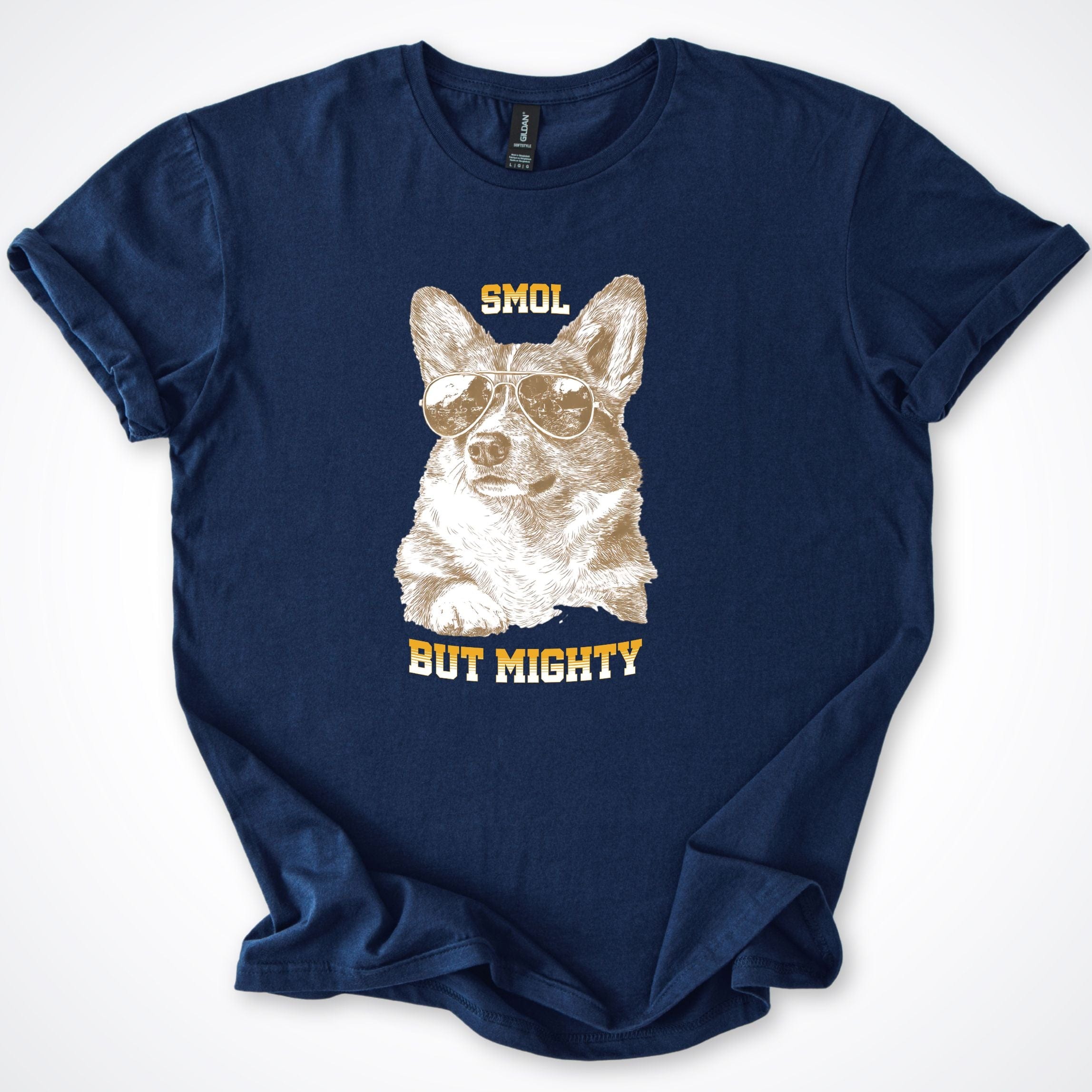 T-Shirt Navy / S Smol But Mightly Corgi T-Shirt ReallyintoDogs