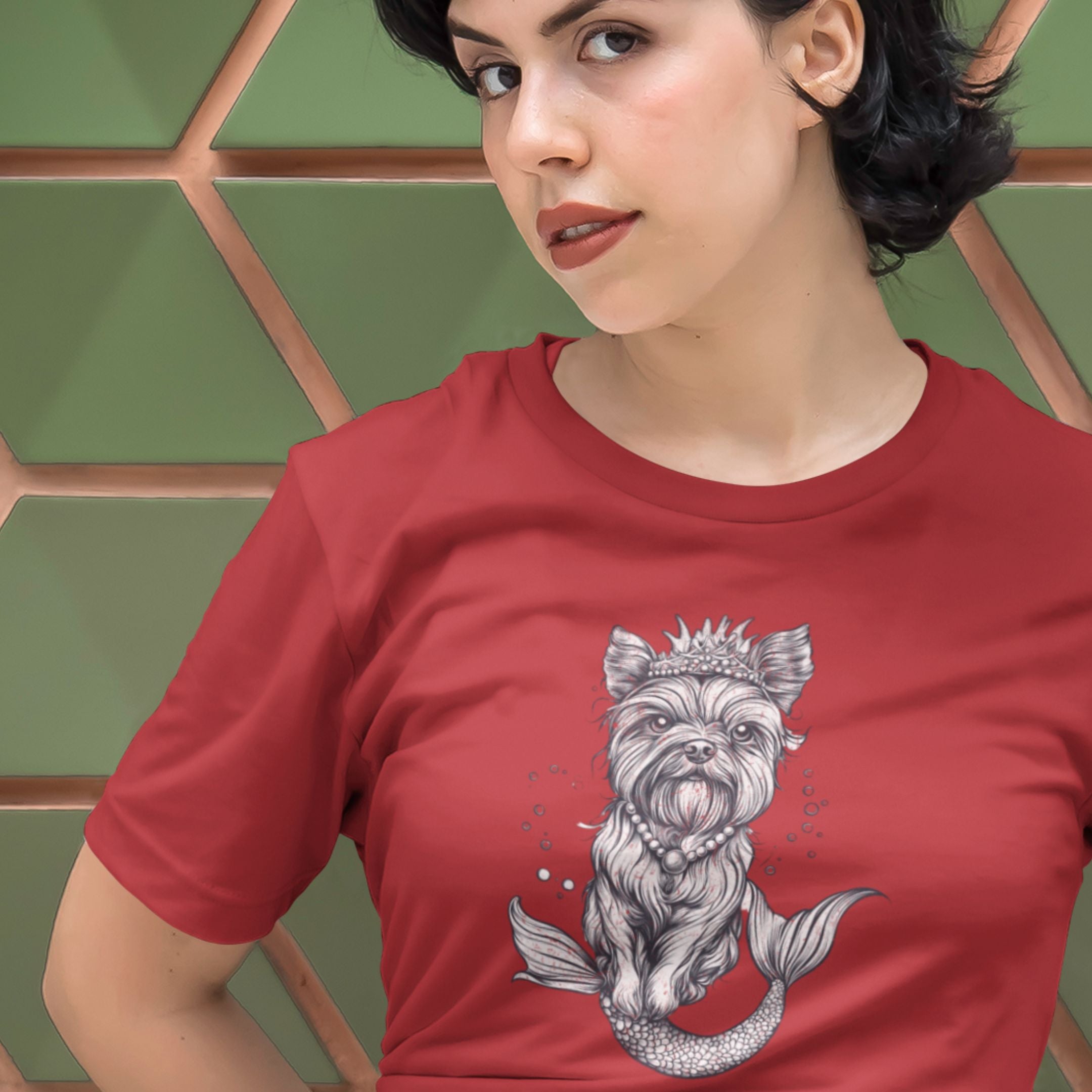 T-Shirt So Extra Terrier Mermaid Premium Unisex T-Shirt ReallyintoDogs