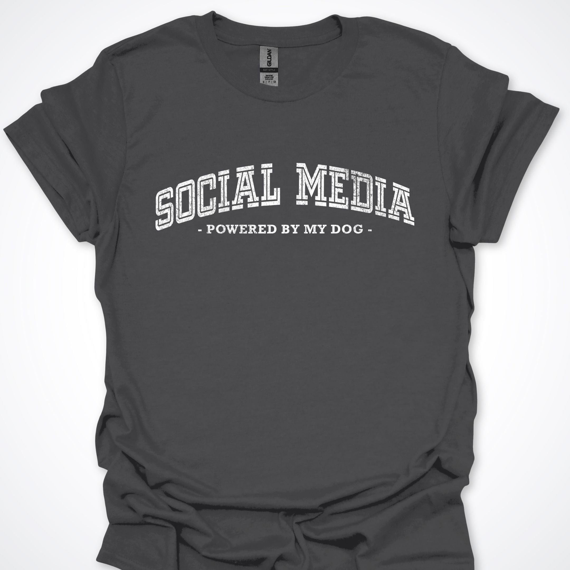 T-Shirt Charcoal / S Social Media Powered By My Dog T-Shirt ReallyintoDogs