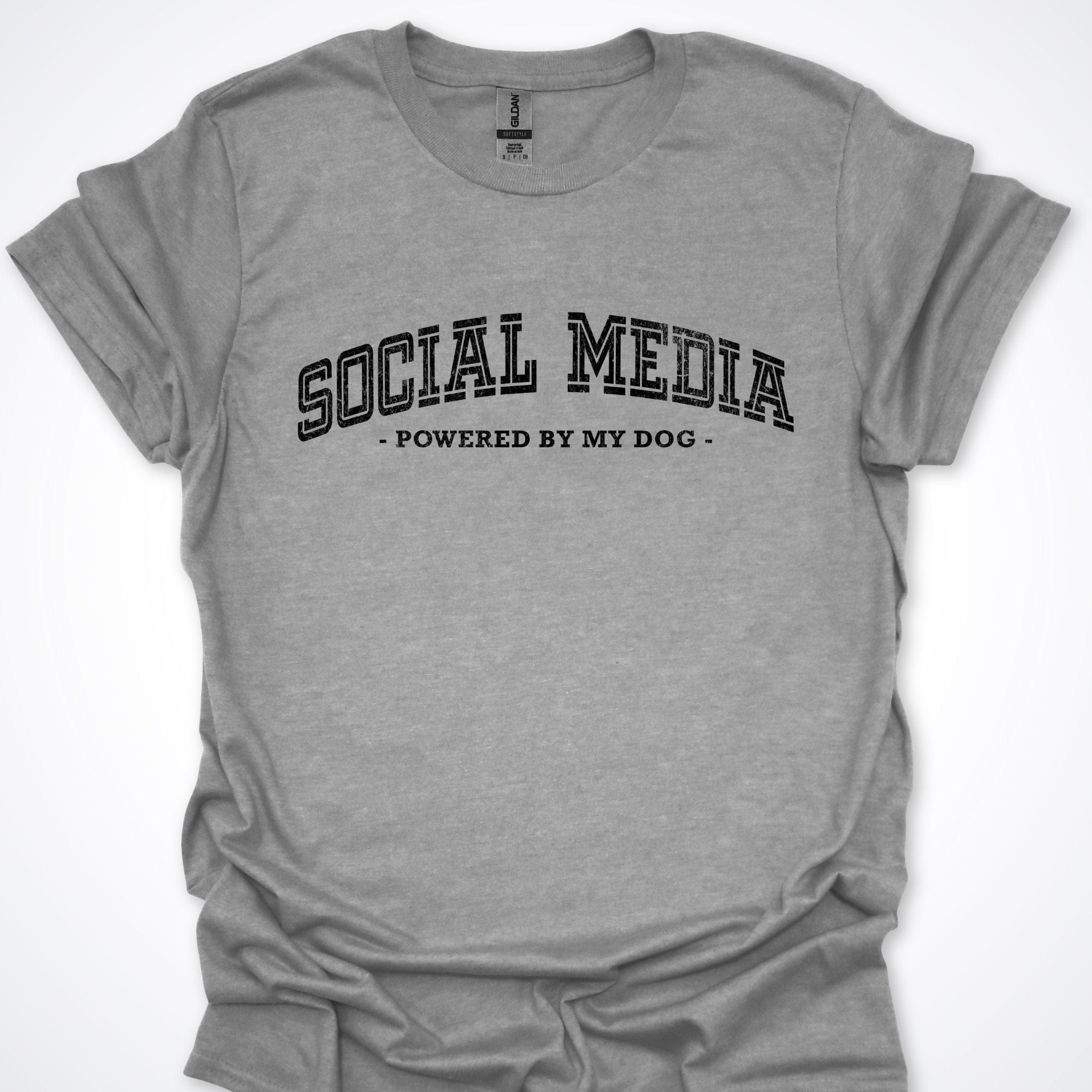 T-Shirt Sport Grey / S Social Media Powered By My Dog T-Shirt ReallyintoDogs