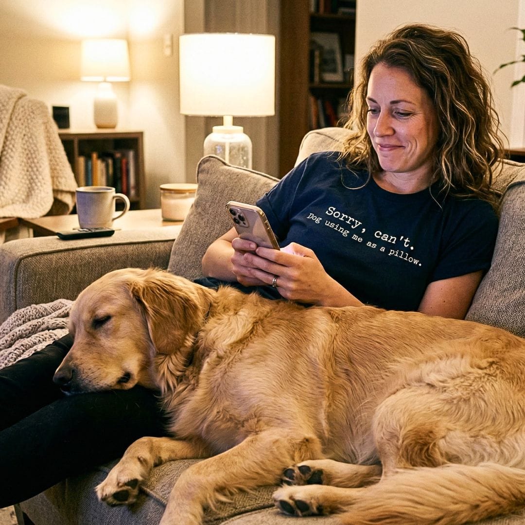 T-Shirt Sorry can't. Dog using me as a pillow T-Shirt ReallyintoDogs