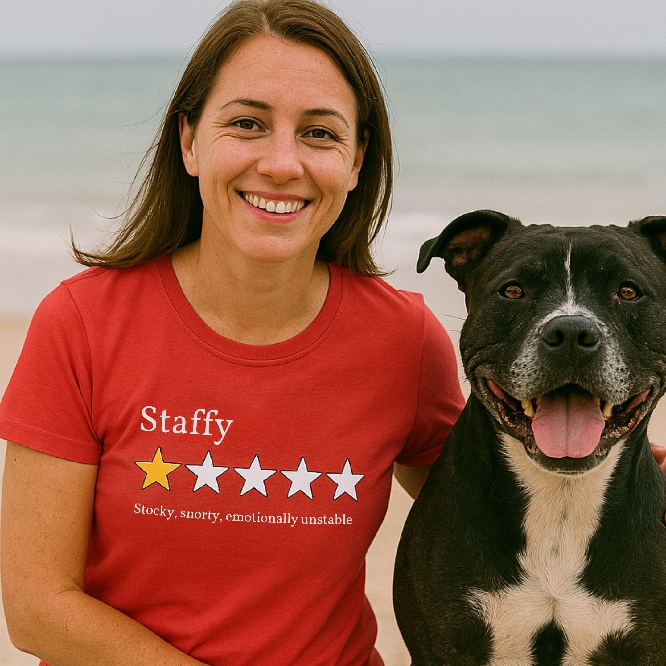 T-Shirt Staffy One Star Review T-Shirt ReallyintoDogs