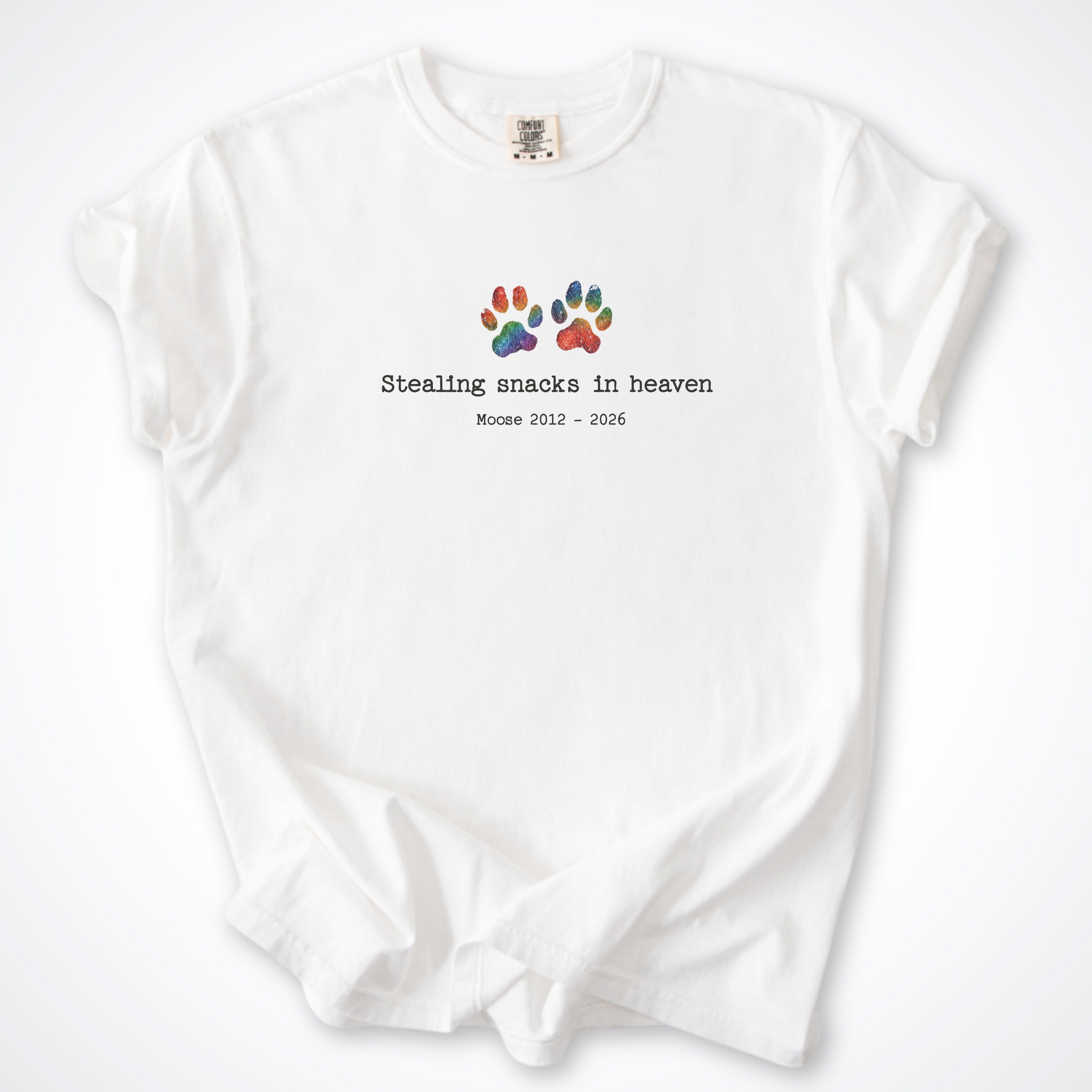 T-Shirt White / S Stealing Snacks In Heaven - Personalized Memorial Premium T-Shirt ReallyintoDogs