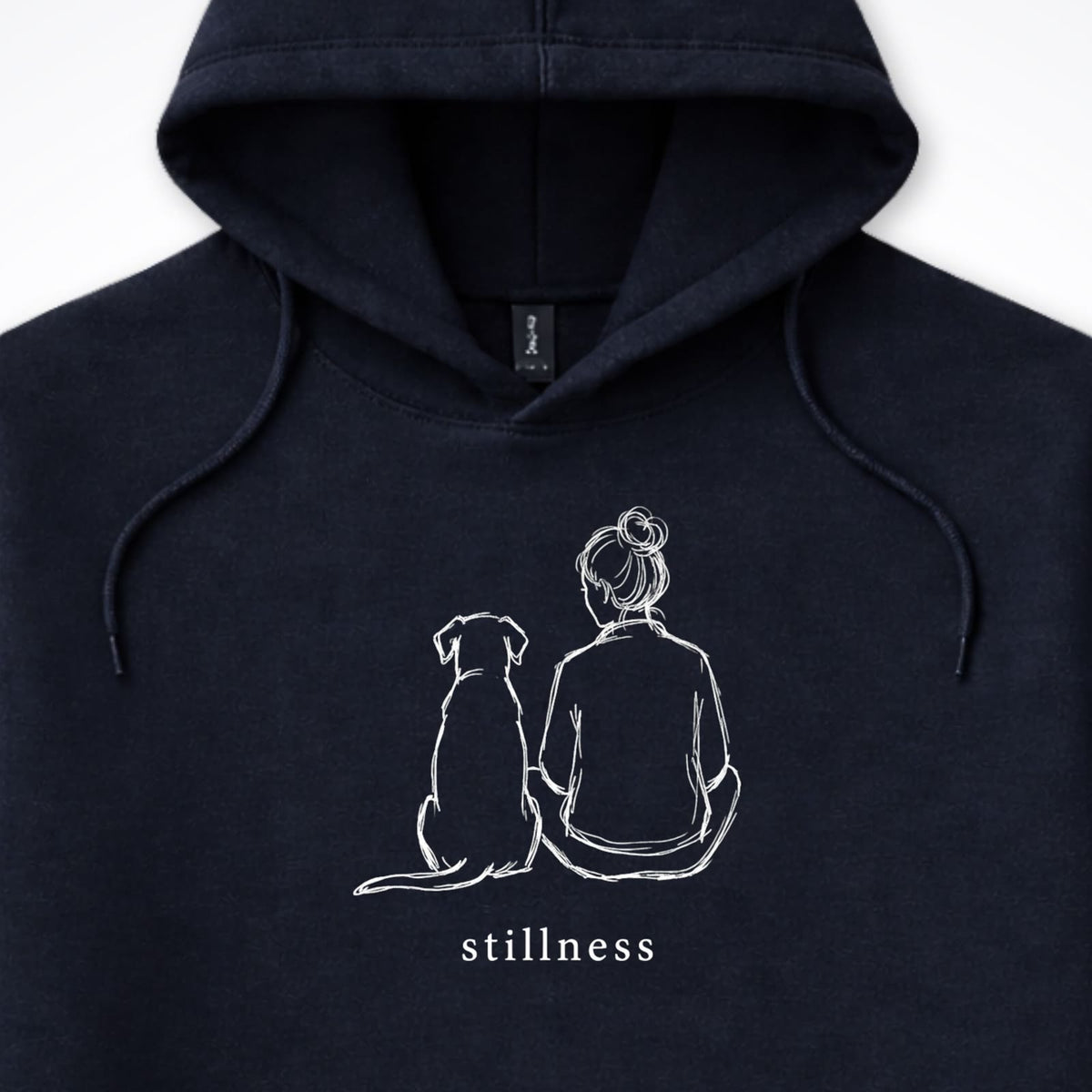 Stillness Dog Woman Hooded Sweatshirt - design close up