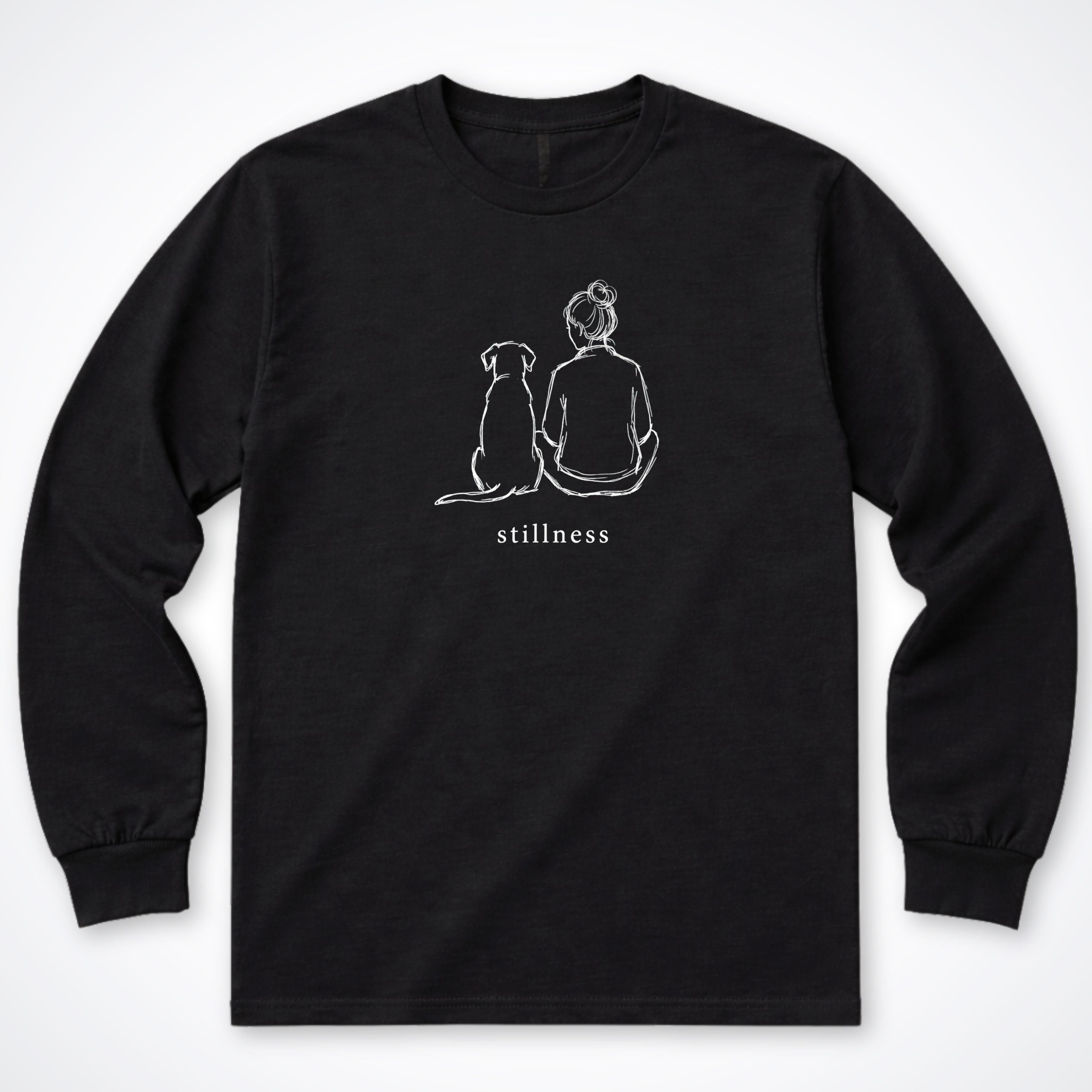 Stillness Dog Woman Long Sleeve T-Shirt - Black