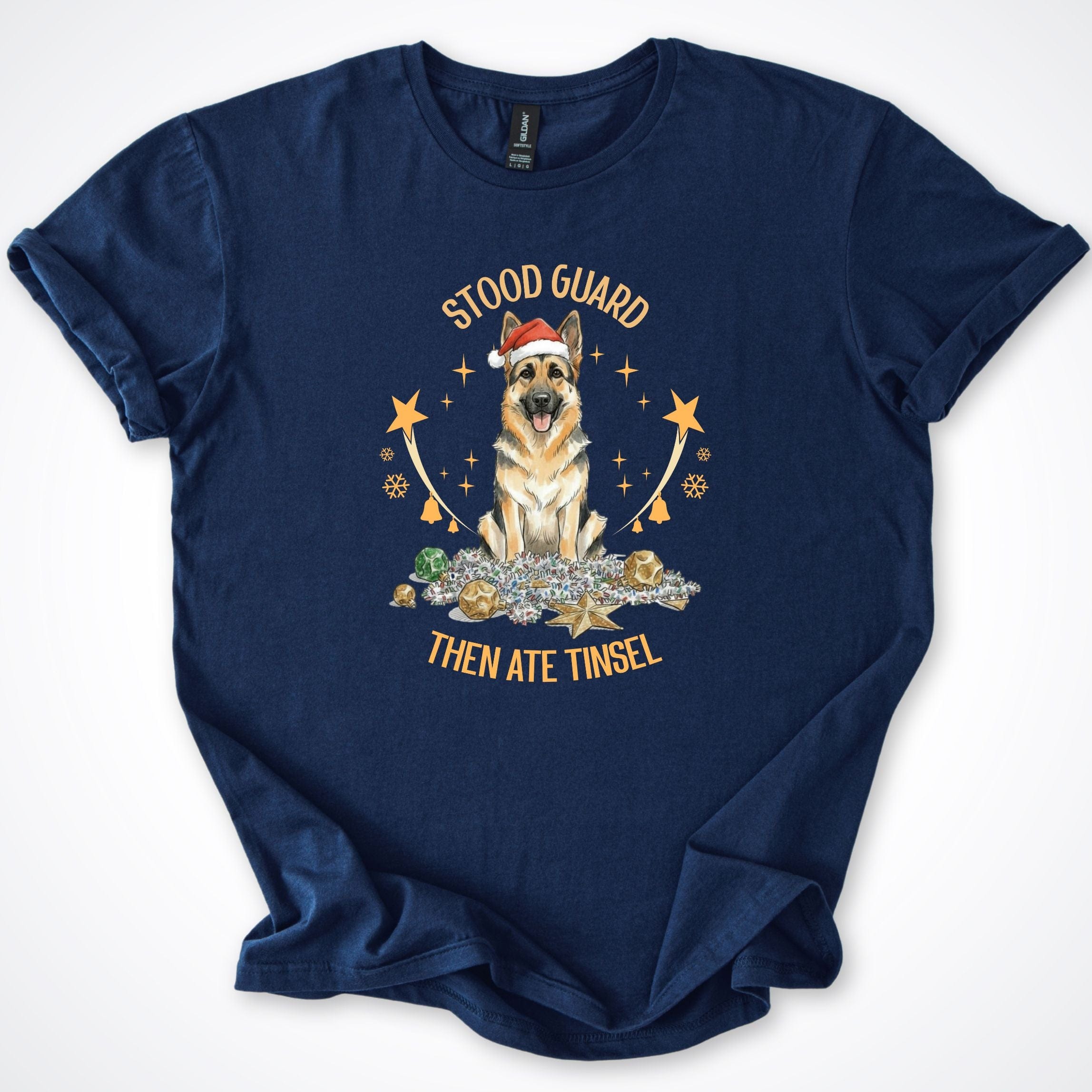 T-Shirt Navy / S Stood Guard German Shepherd Christmas T-Shirt ReallyintoDogs