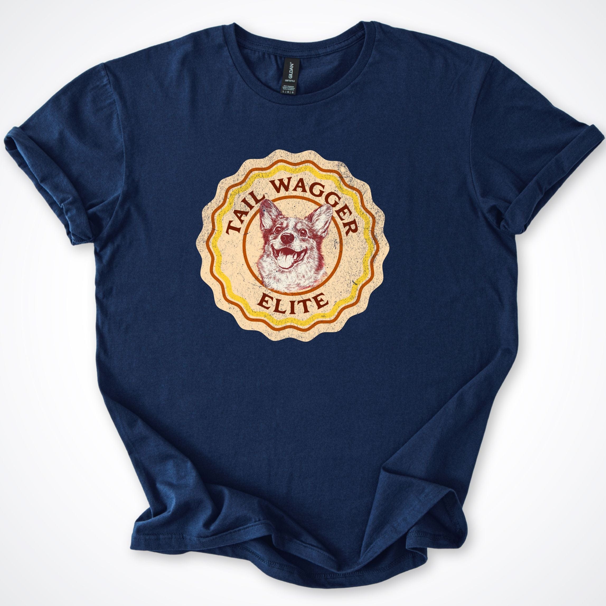 T-Shirt Navy / S Tail Wagger Elite Corgi T-Shirt ReallyintoDogs