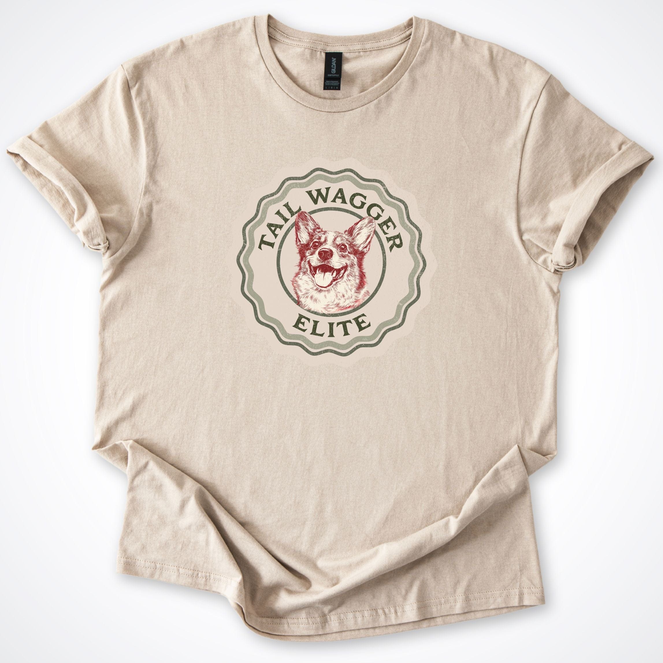 T-Shirt Sand / S Tail Wagger Elite Corgi T-Shirt ReallyintoDogs