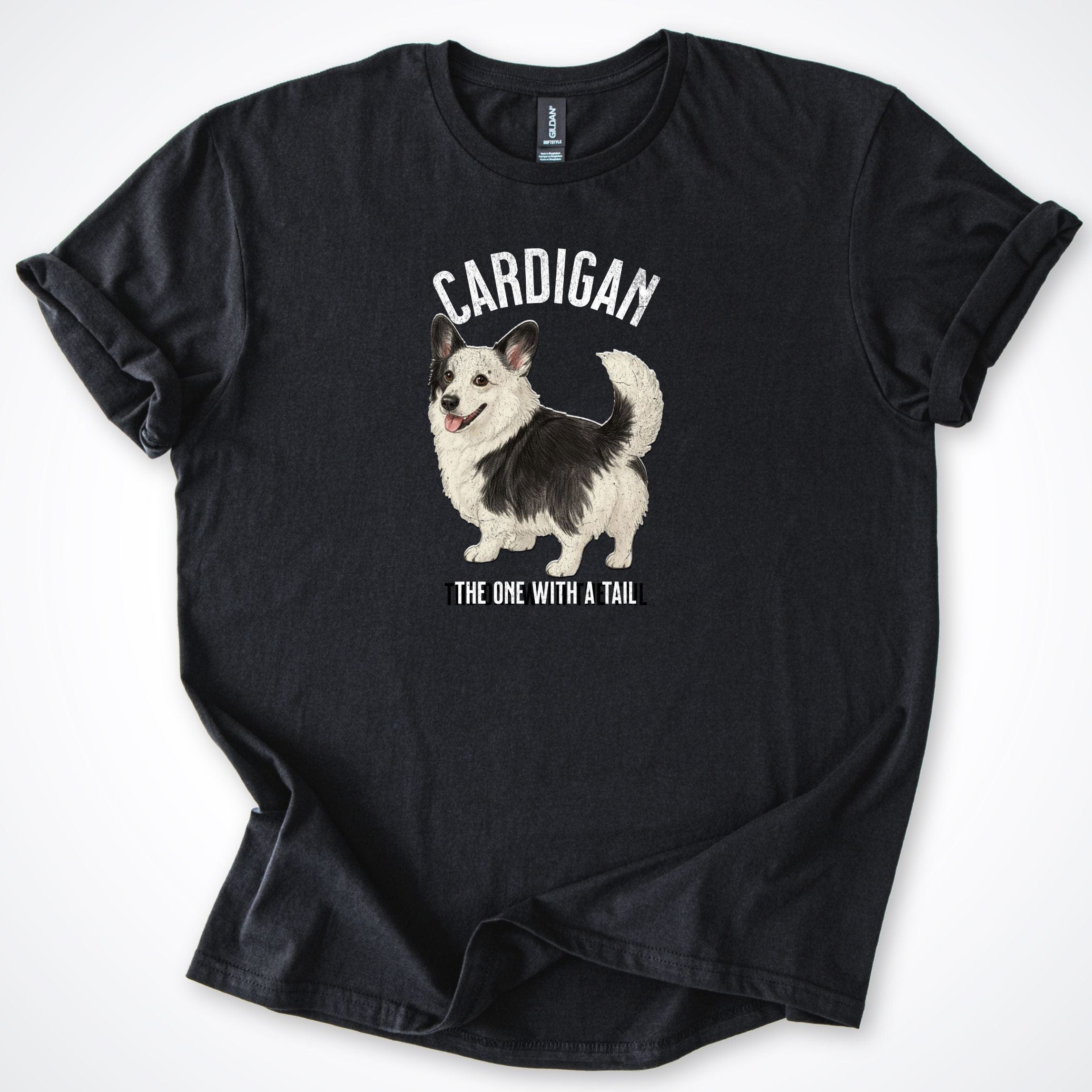 T-Shirt Black / S The One With The Tail Cardigan Corgi T-Shirt ReallyintoDogs