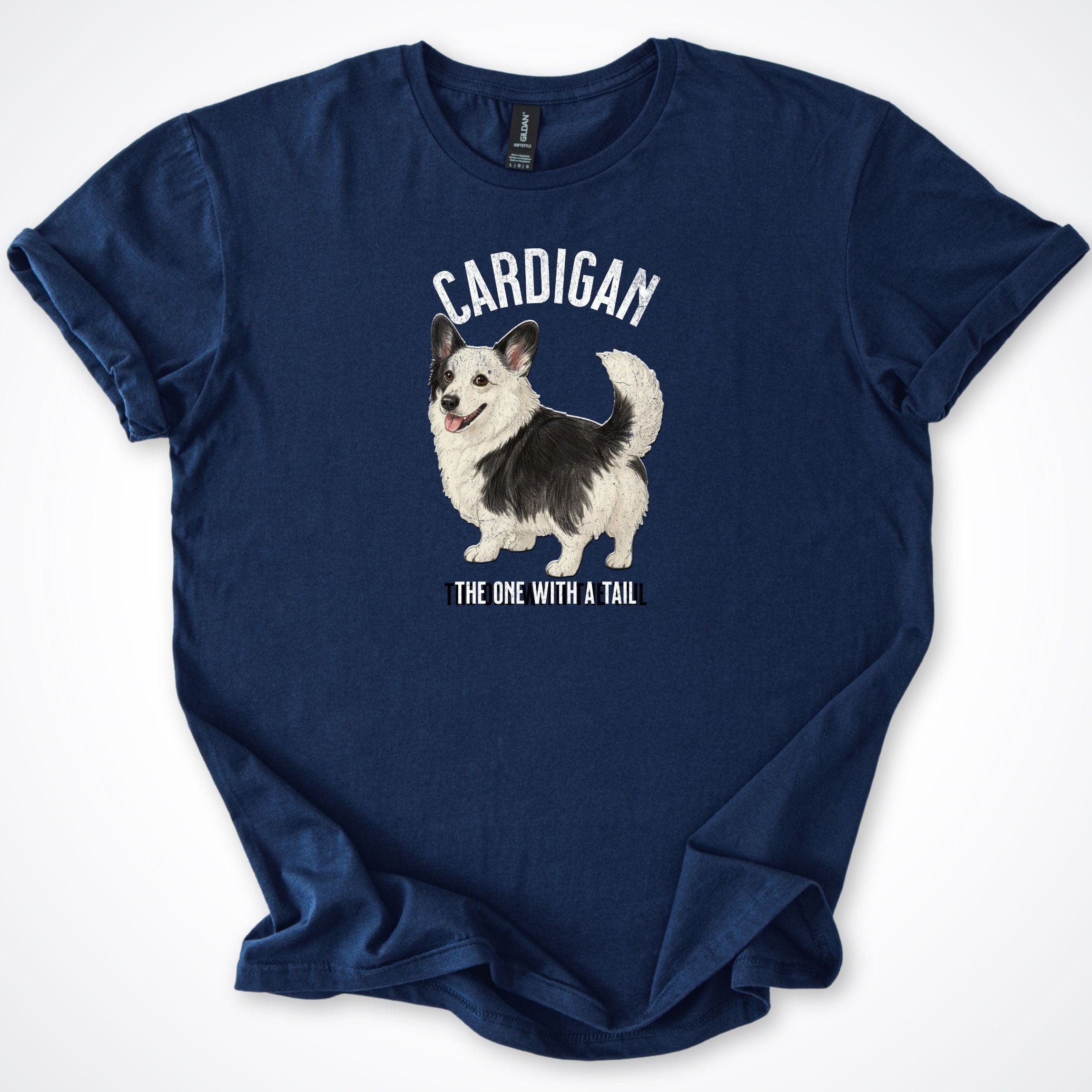 T-Shirt Navy / S The One With The Tail Cardigan Corgi T-Shirt ReallyintoDogs