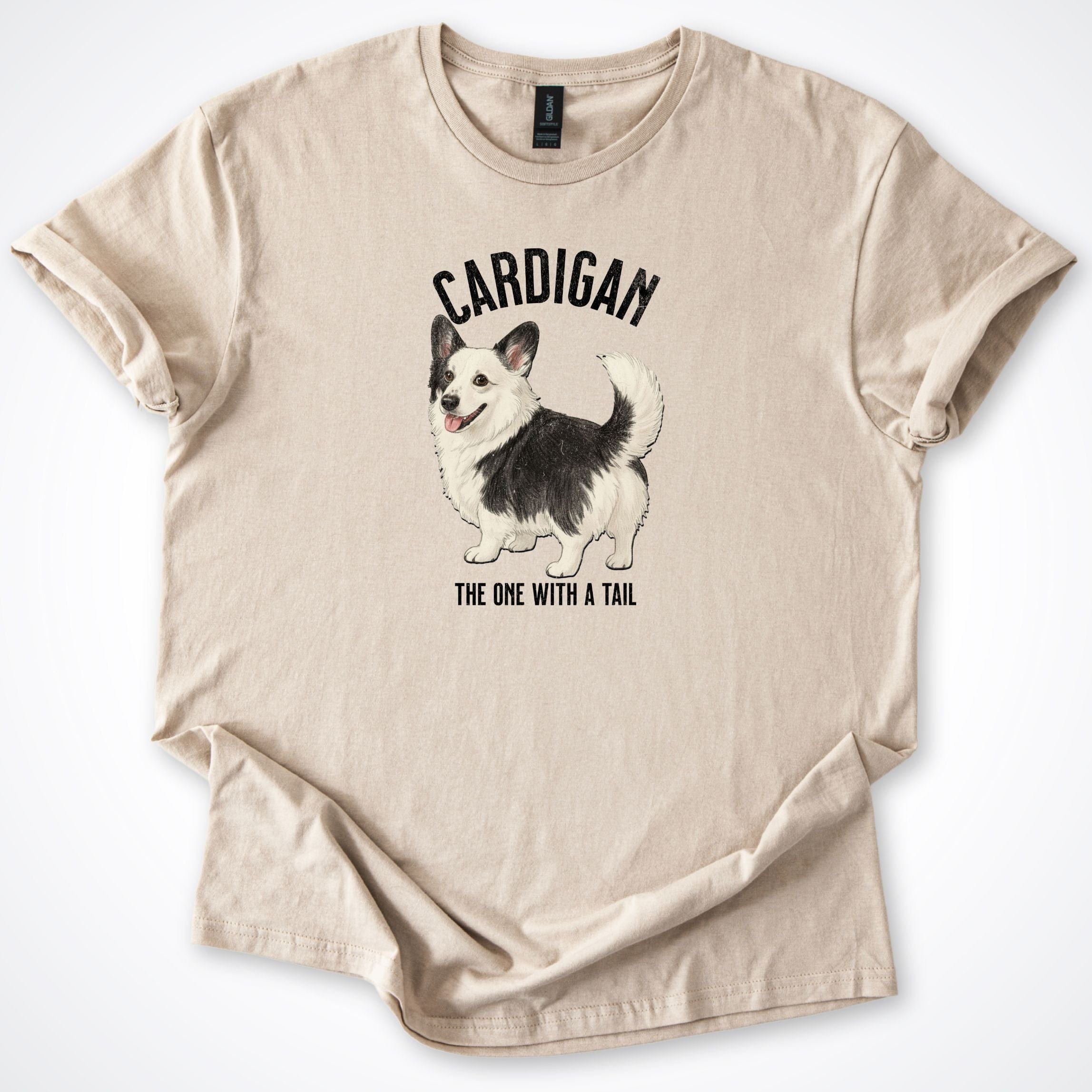 T-Shirt Sand / S The One With The Tail Cardigan Corgi T-Shirt ReallyintoDogs