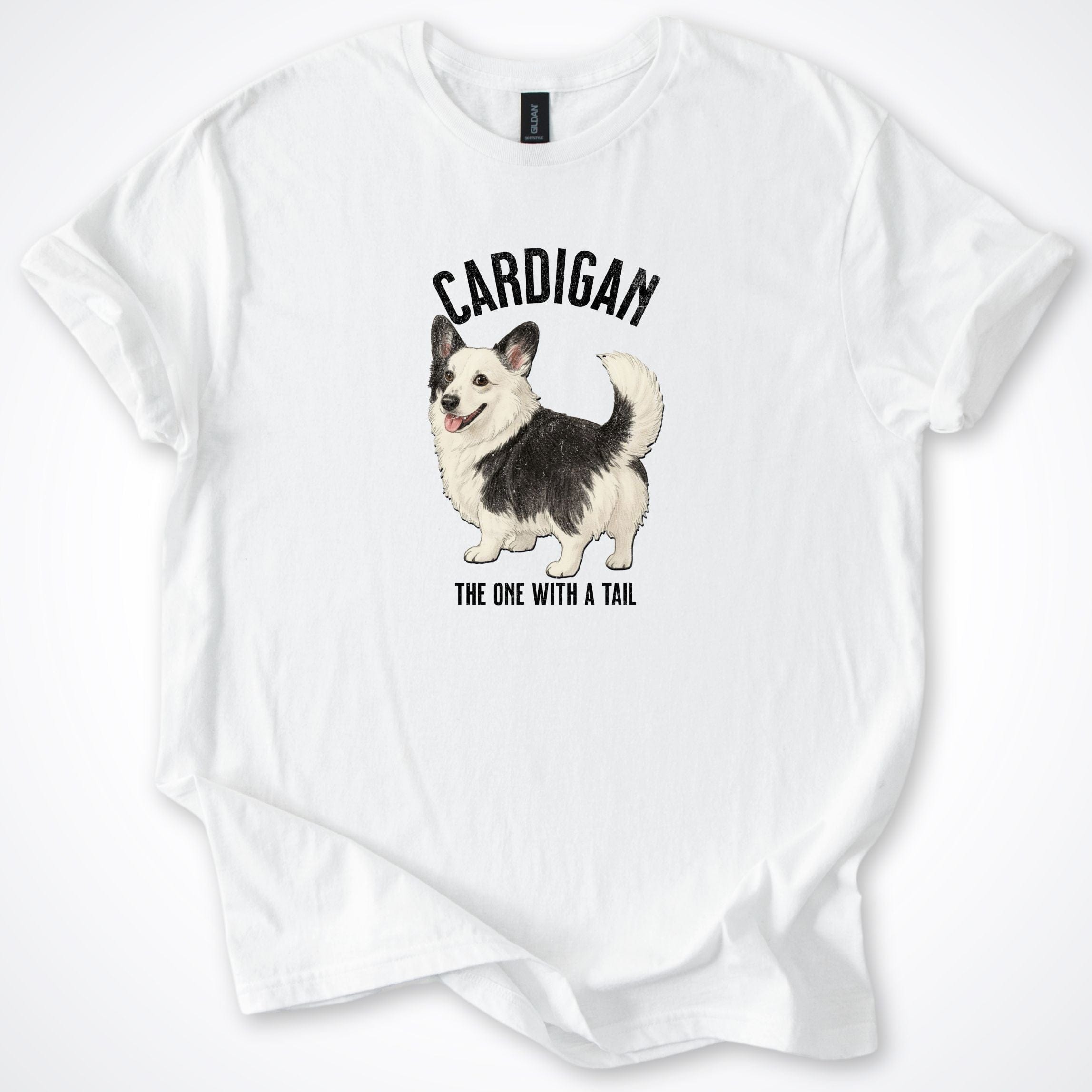 T-Shirt White / S The One With The Tail Cardigan Corgi T-Shirt ReallyintoDogs
