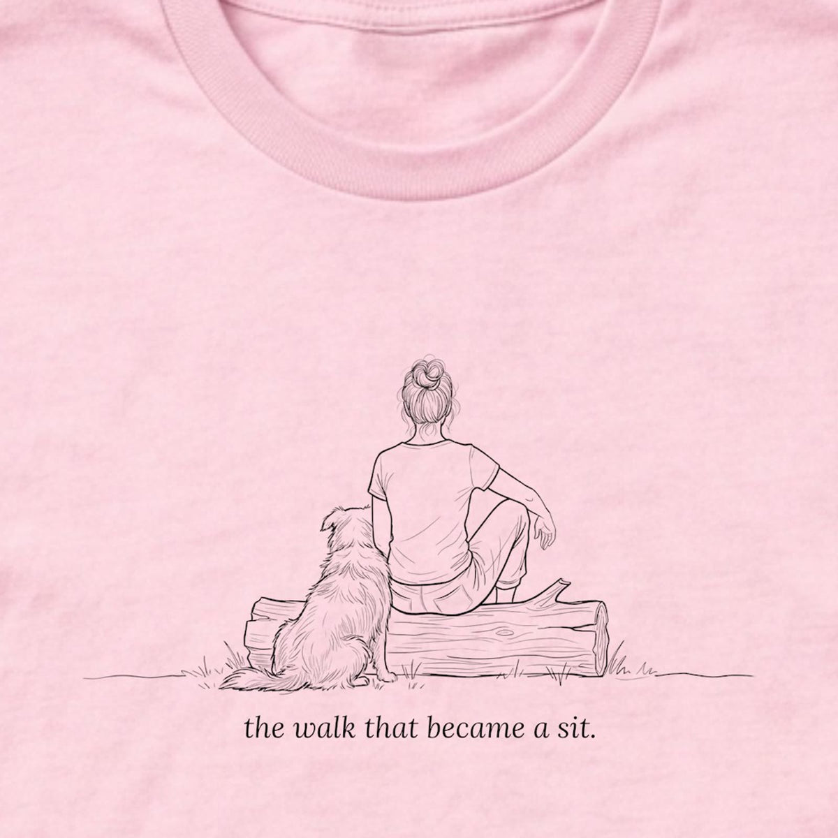 The Walk That Became A Sit Woman & Dog Long Sleeve T-Shirt - design close up