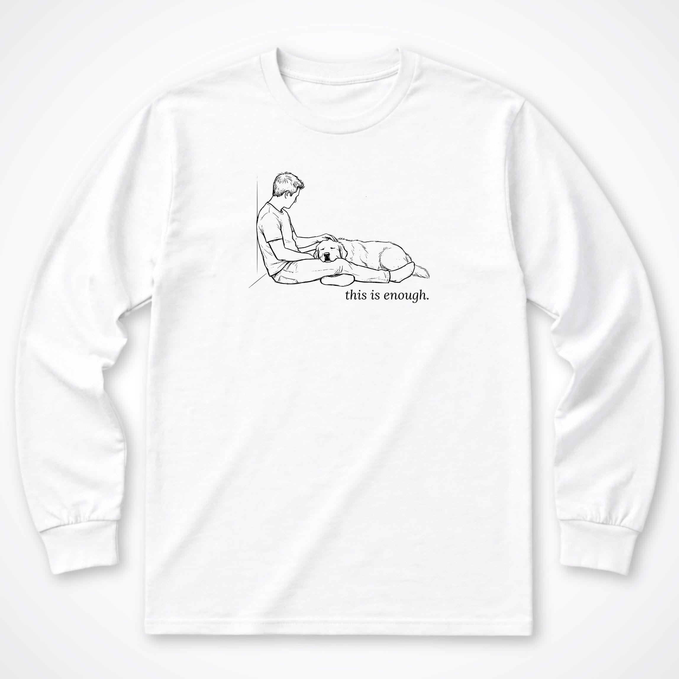 Long-sleeve S / White This Is Enough Man and Dog Long Sleeve Shirt ReallyintoDogs
