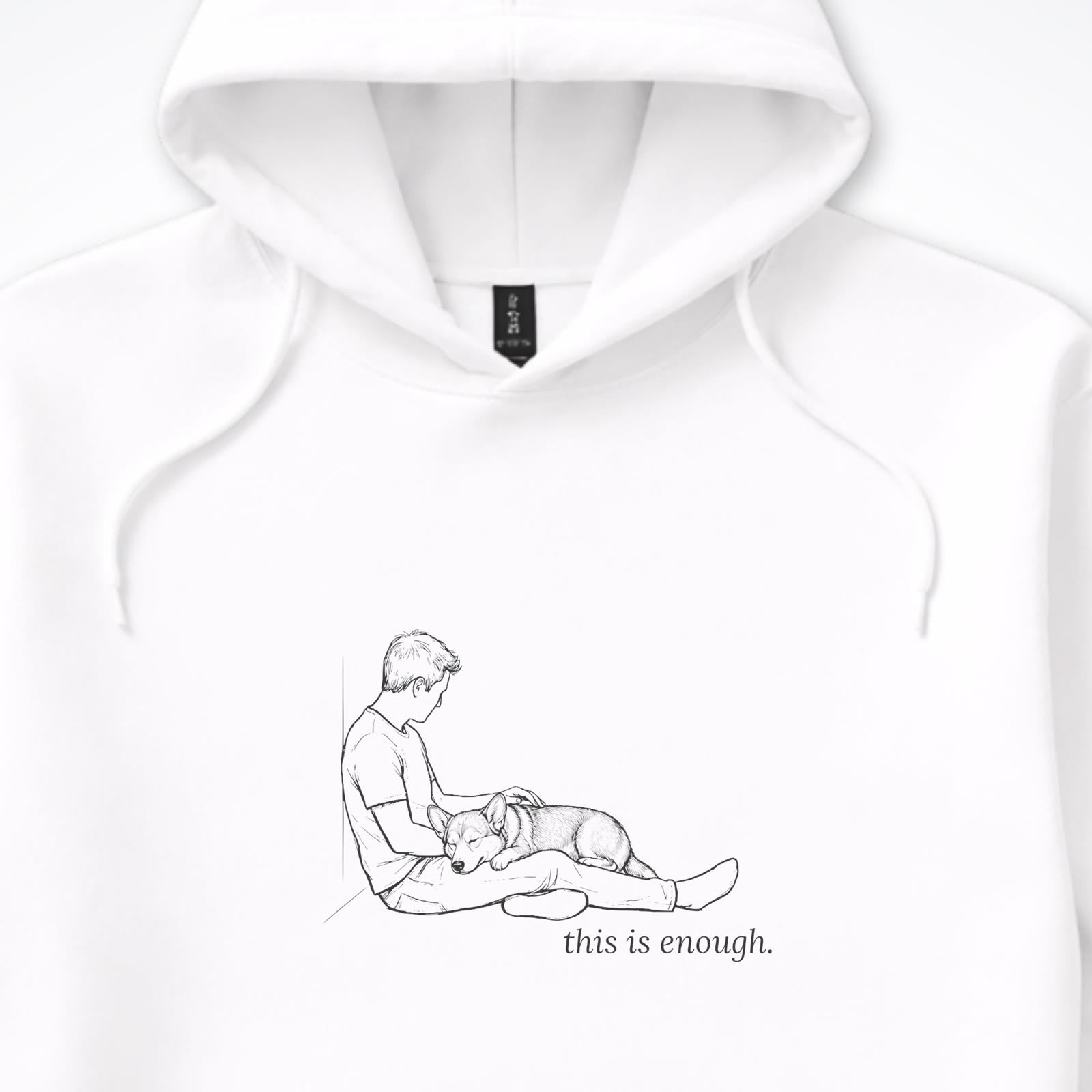 This Is Enough Man & Dog Stocky Short Coat Hooded Sweatshirt - design close up