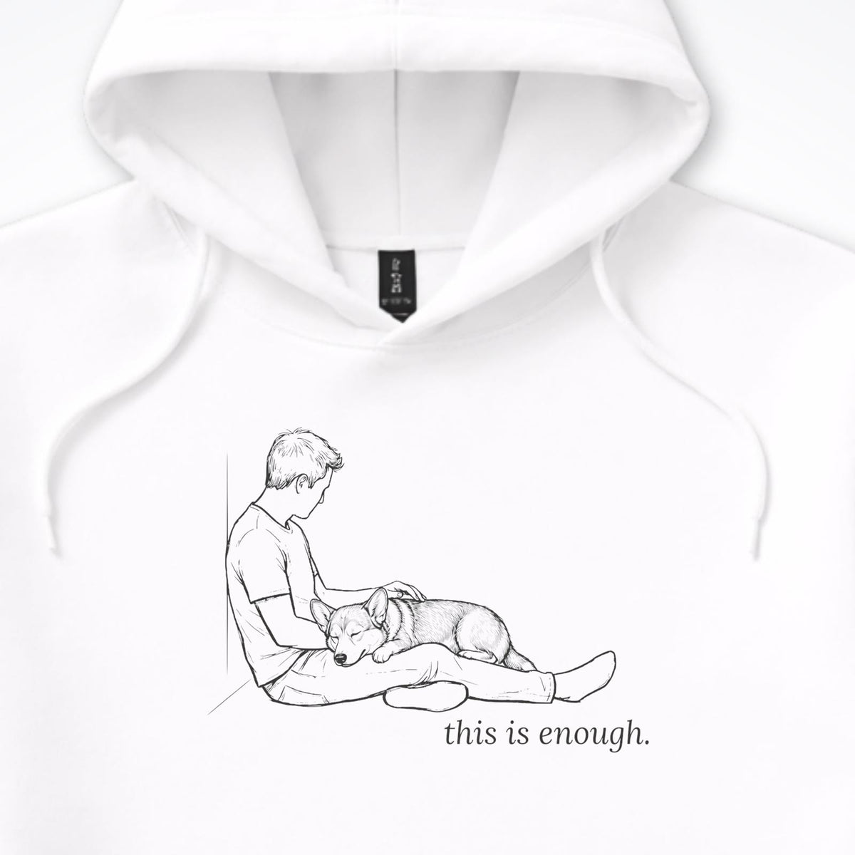 This Is Enough Man & Dog Stocky Short Coat Hooded Sweatshirt - design close up
