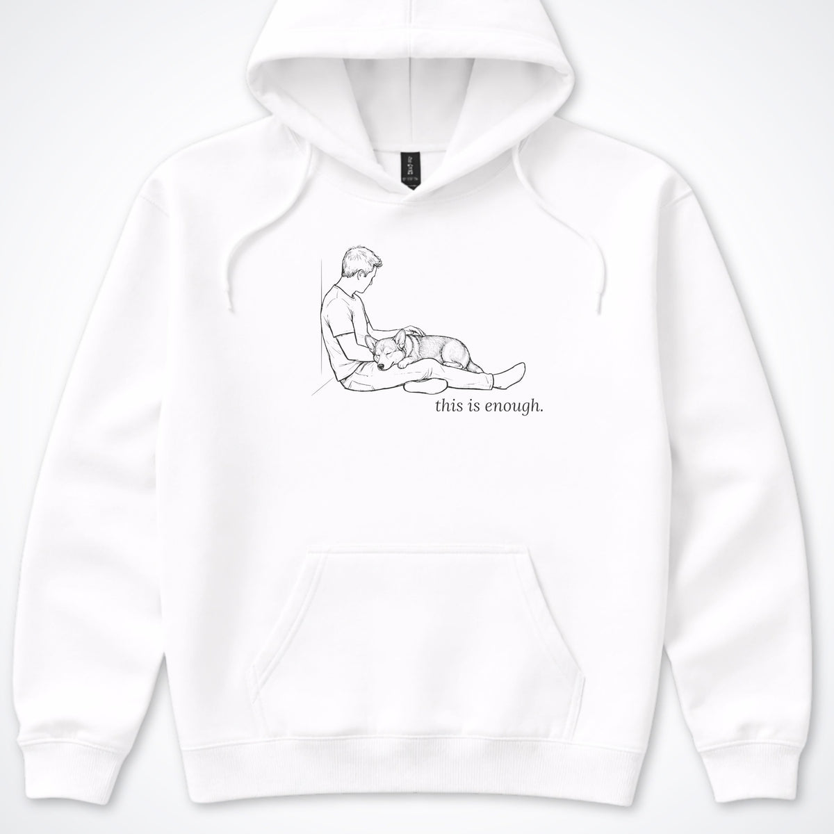 This Is Enough Man & Dog Stocky Short Coat Hooded Sweatshirt - White
