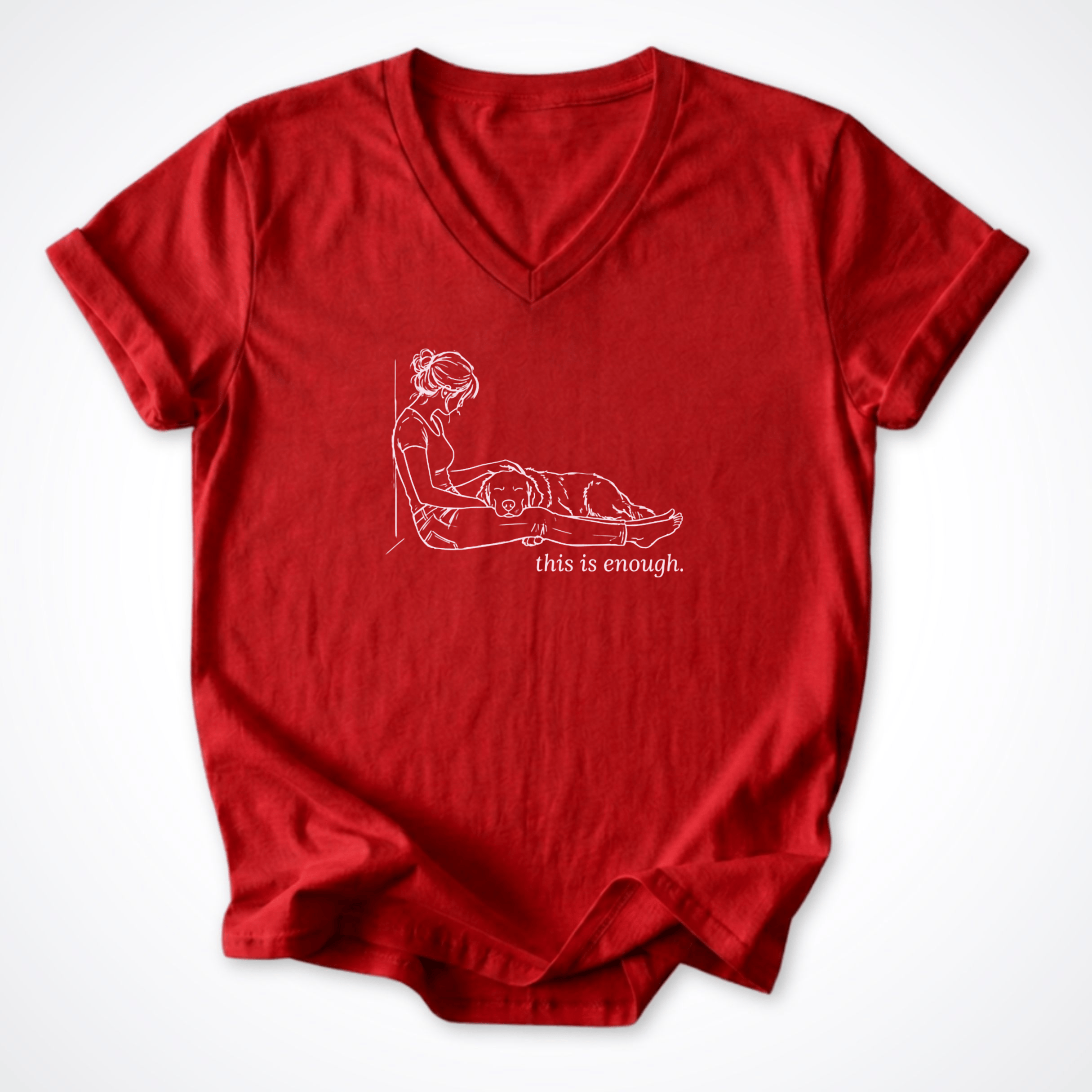 V-neck S / Red This Is Enough V-Neck T-Shirt ReallyintoDogs