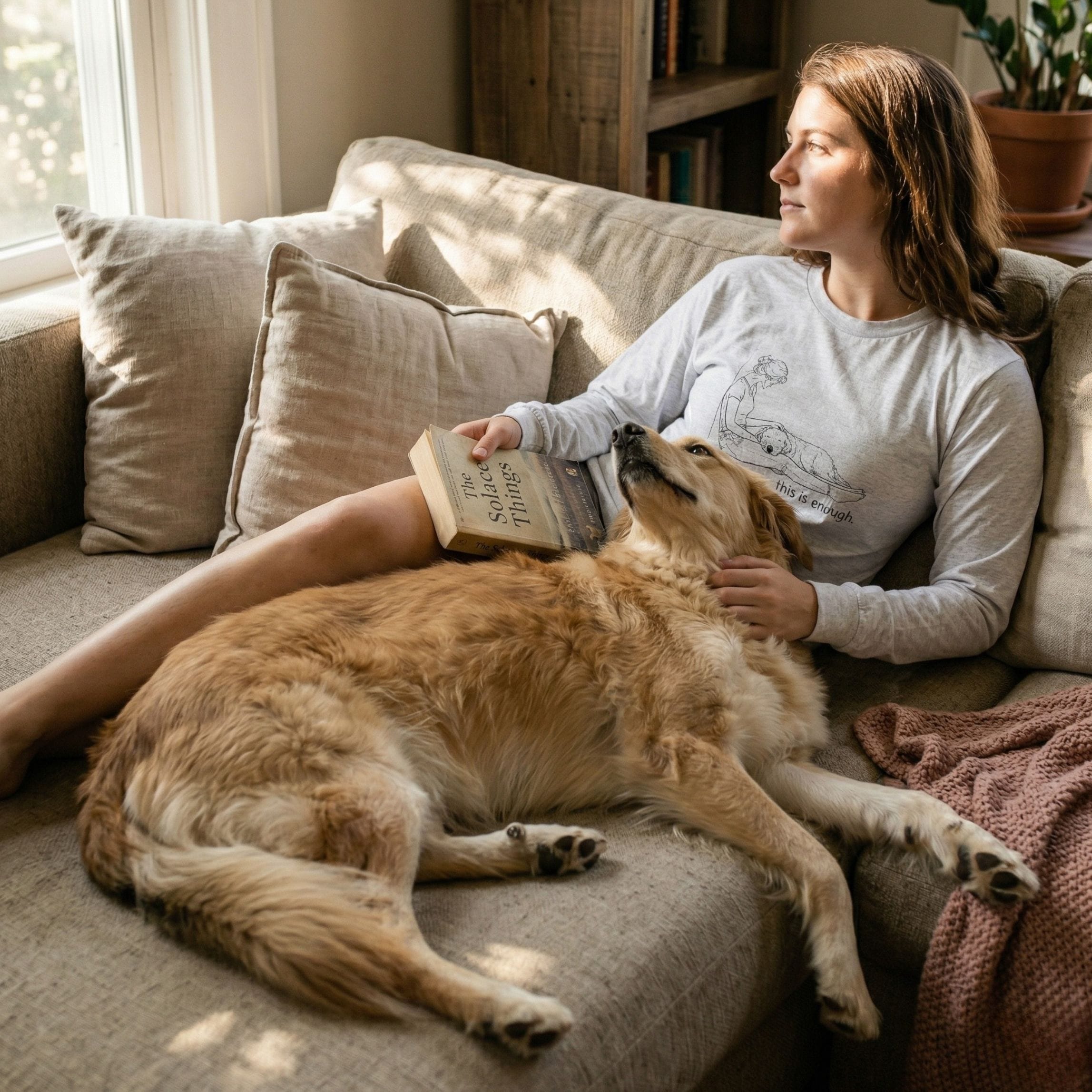 Long-sleeve This Is Enough Woman and Dog Long Sleeve Shirt ReallyintoDogs