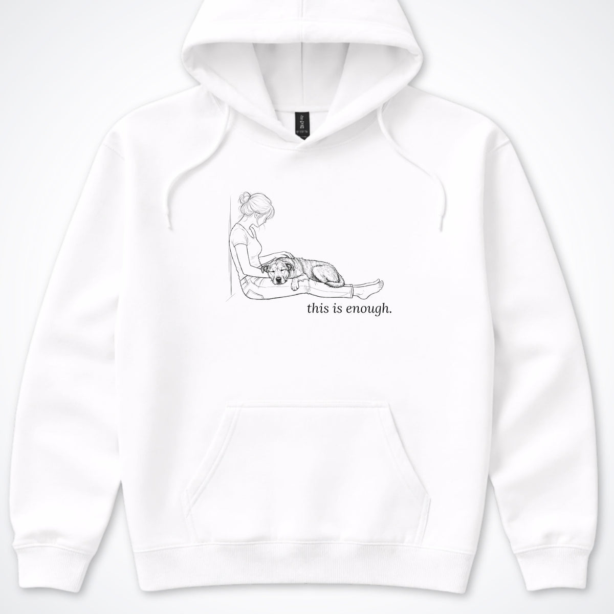 This Is Enough Woman & Dog Medium Coarse Coat Hooded Sweatshirt - White