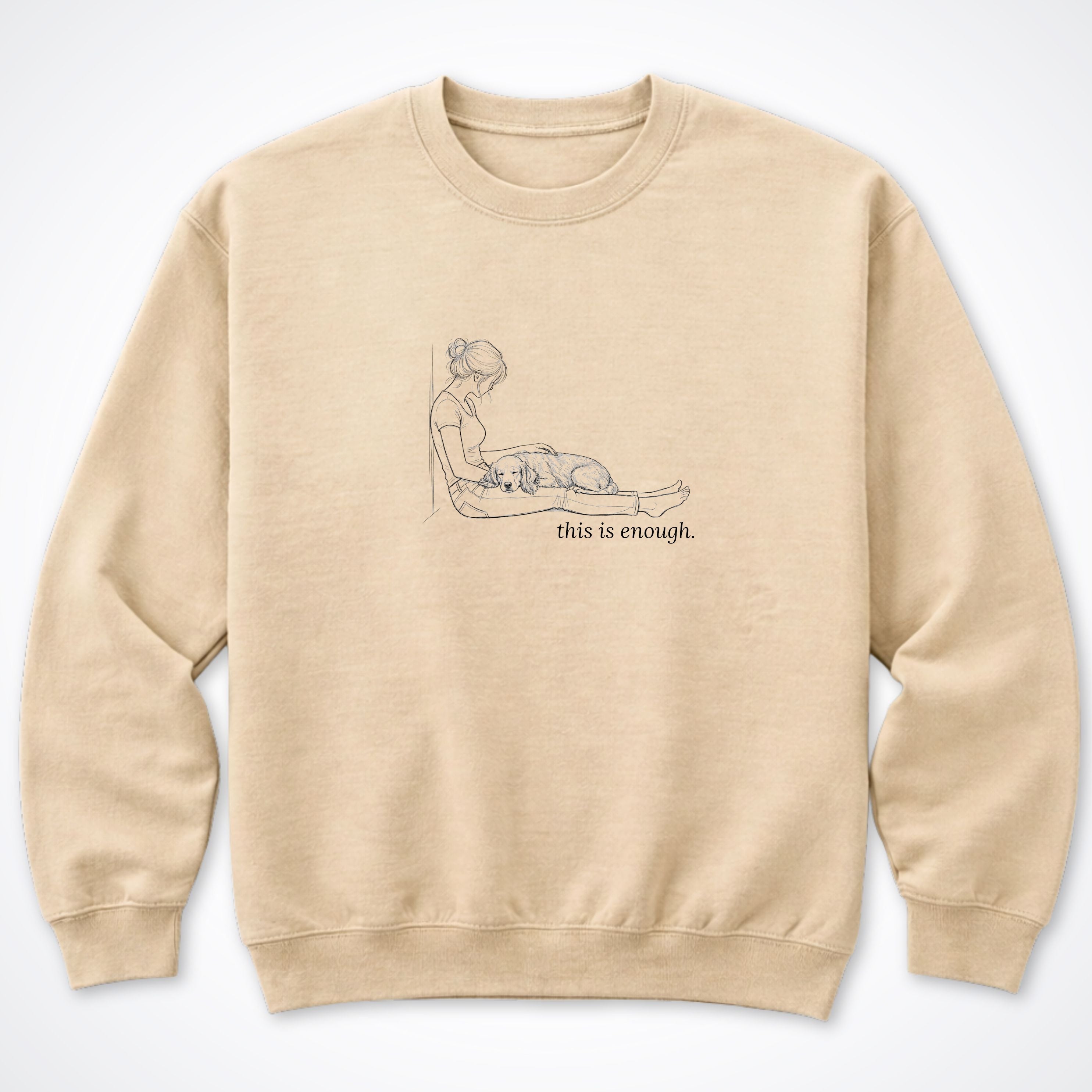 This Is Enough Woman & Dog Medium Smooth Coat Crewneck Sweatshirt - Sand
