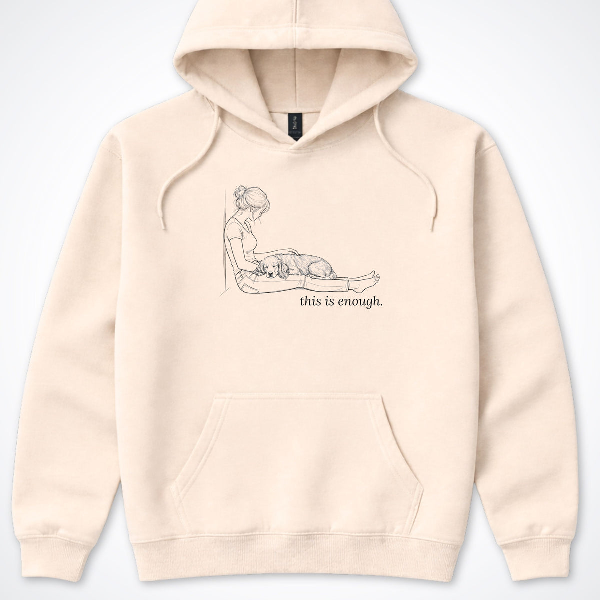 This Is Enough Woman & Dog Medium Smooth Coat Hooded Sweatshirt - Sand
