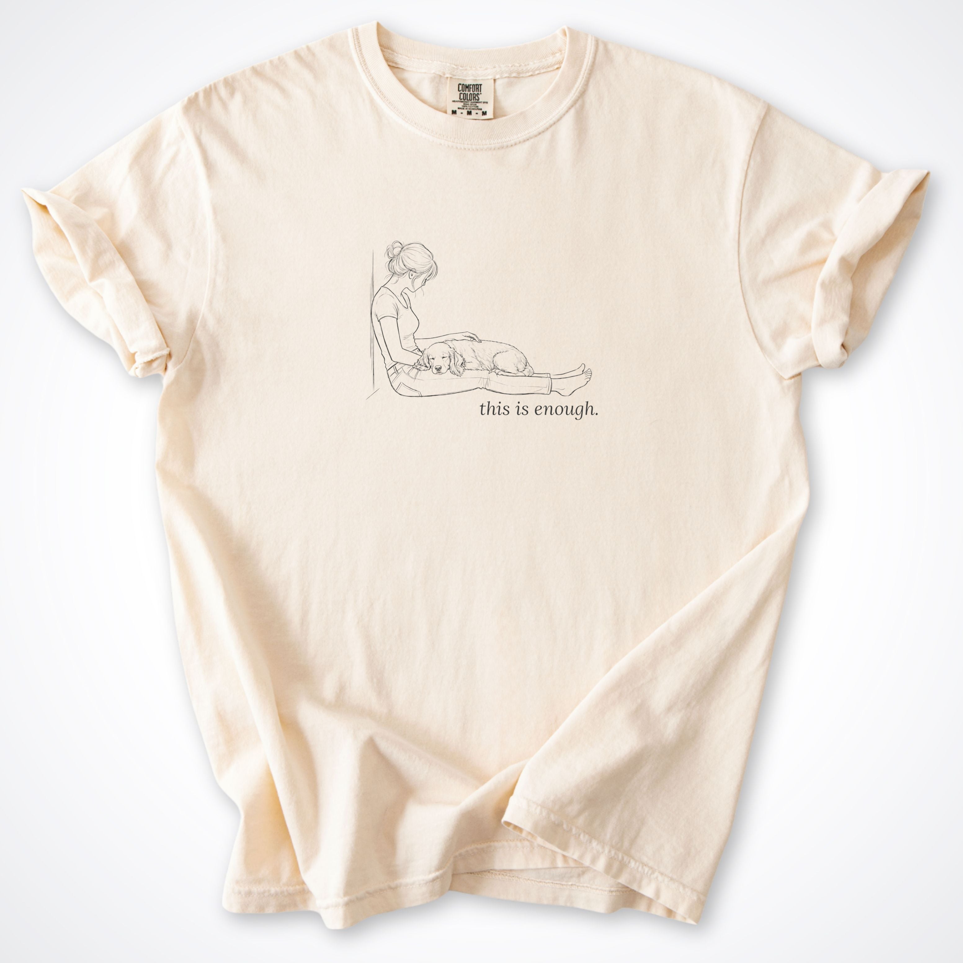 This Is Enough Woman & Dog Medium Smooth Coat Premium T-Shirt — Ivory