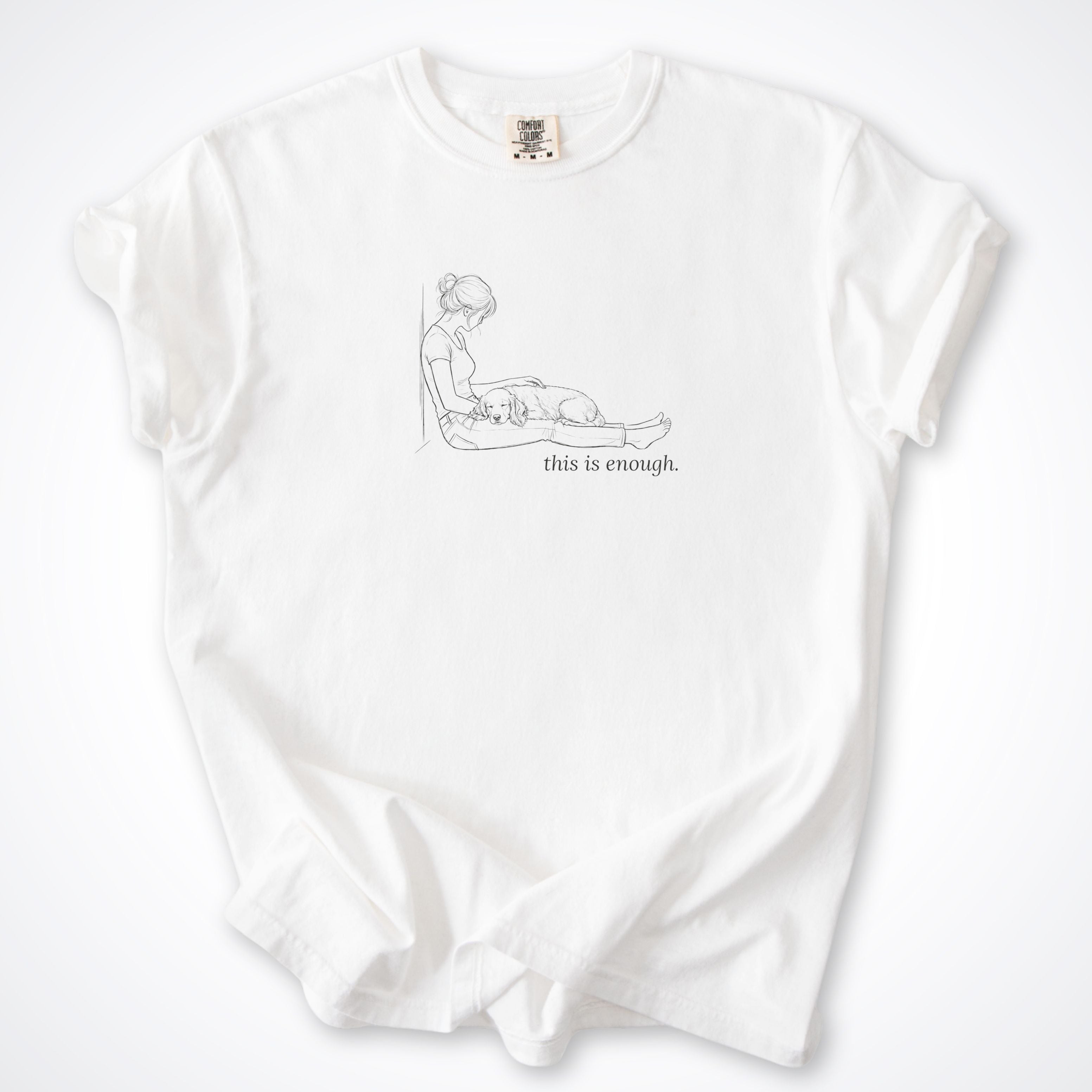 This Is Enough Woman & Dog Medium Smooth Coat Premium T-Shirt — White